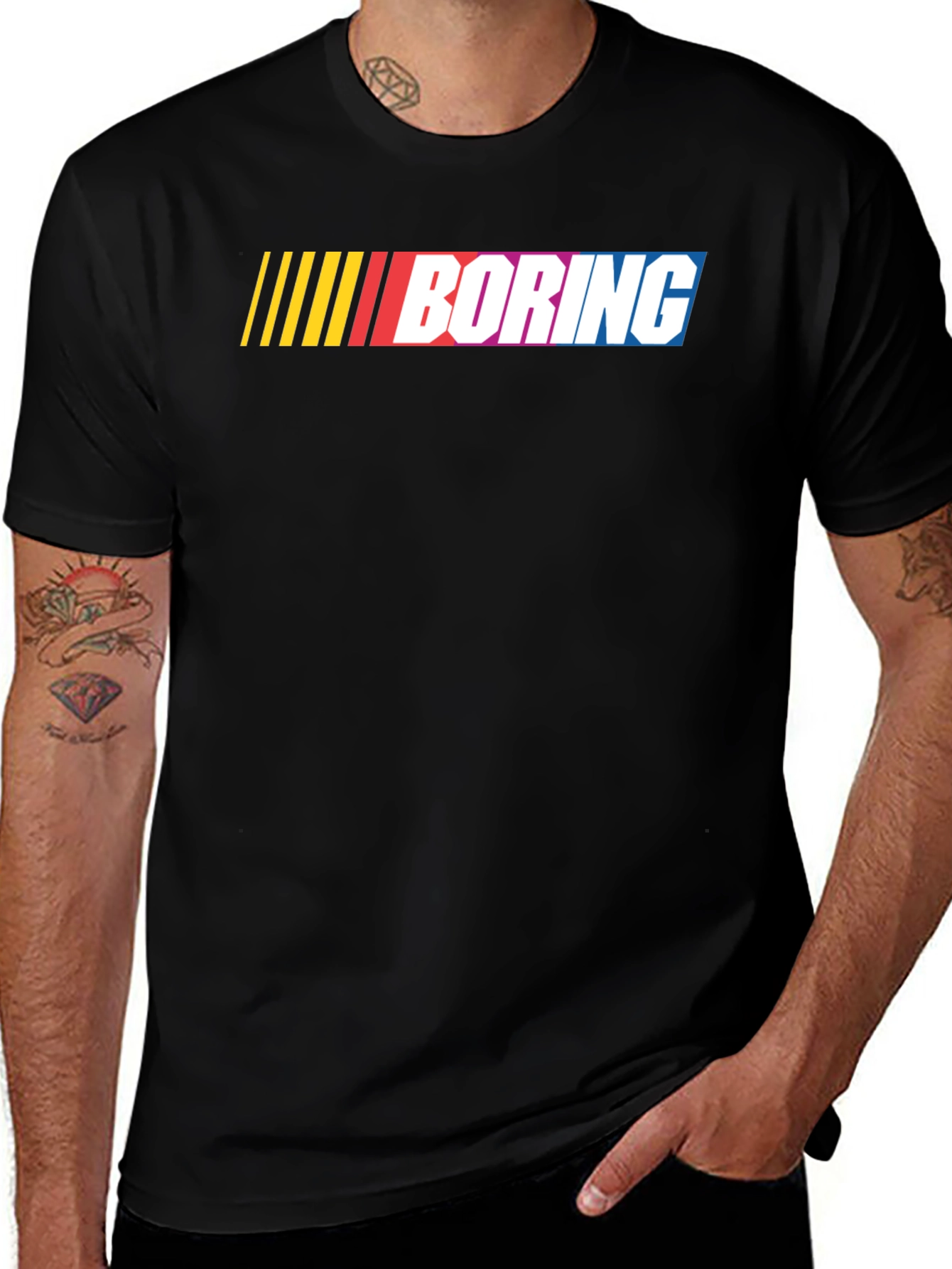 Variant 14 of Boring Graphic Tee - Motorsports Inspired Black T-Shirt