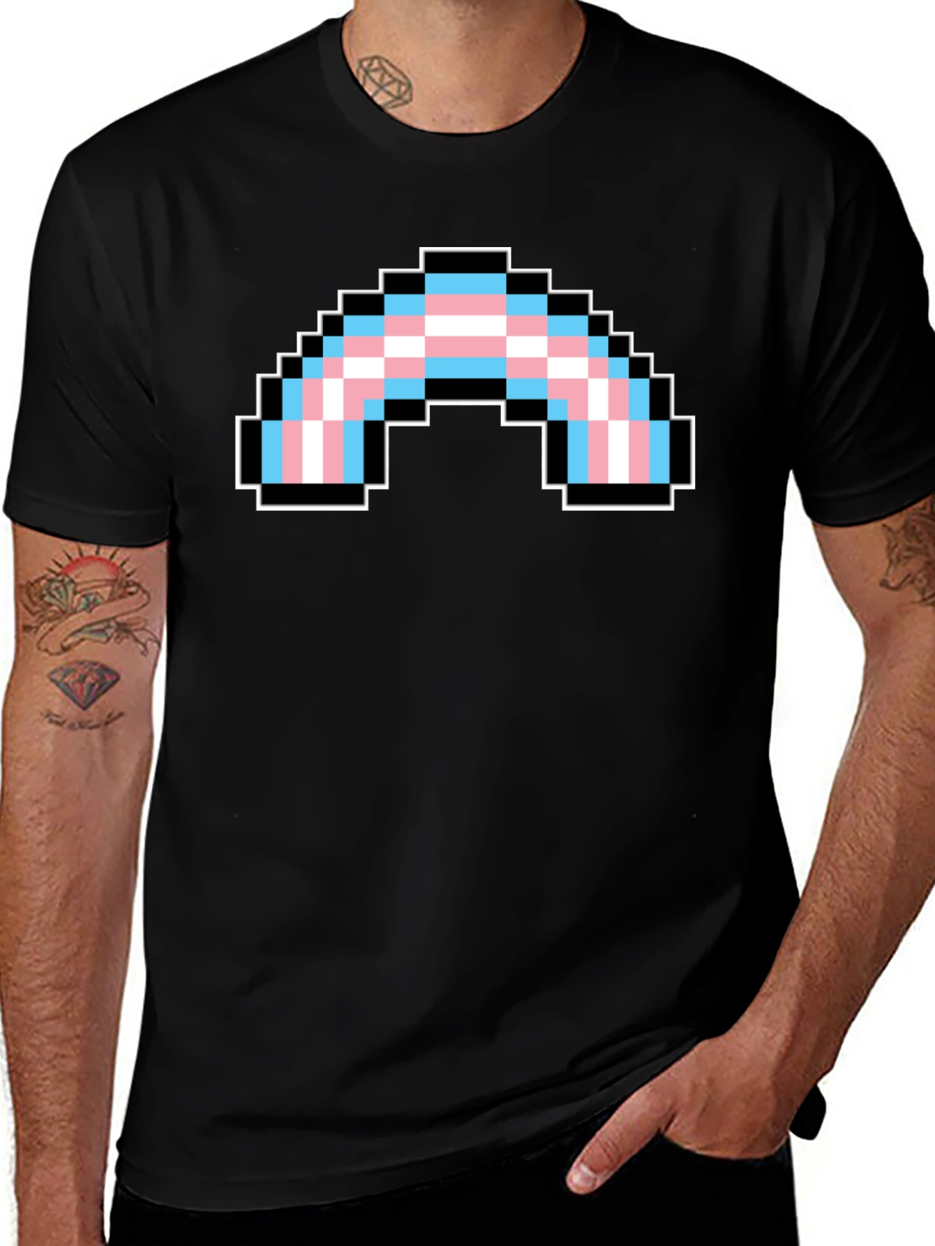 Pixel Transgender Rainbow Pride T-Shirt