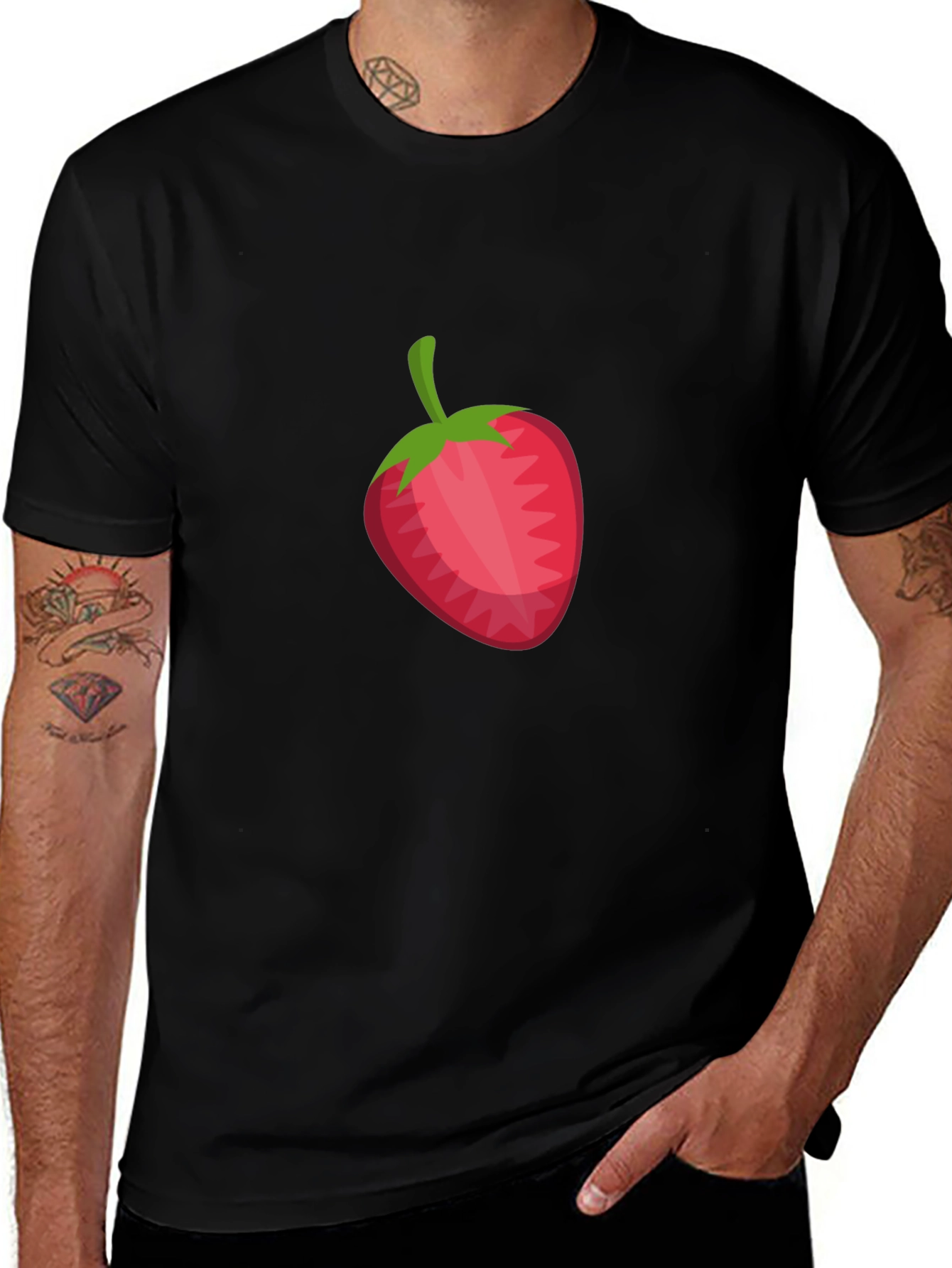 Variant 27 of Strawberry Graphic Black T-Shirt
