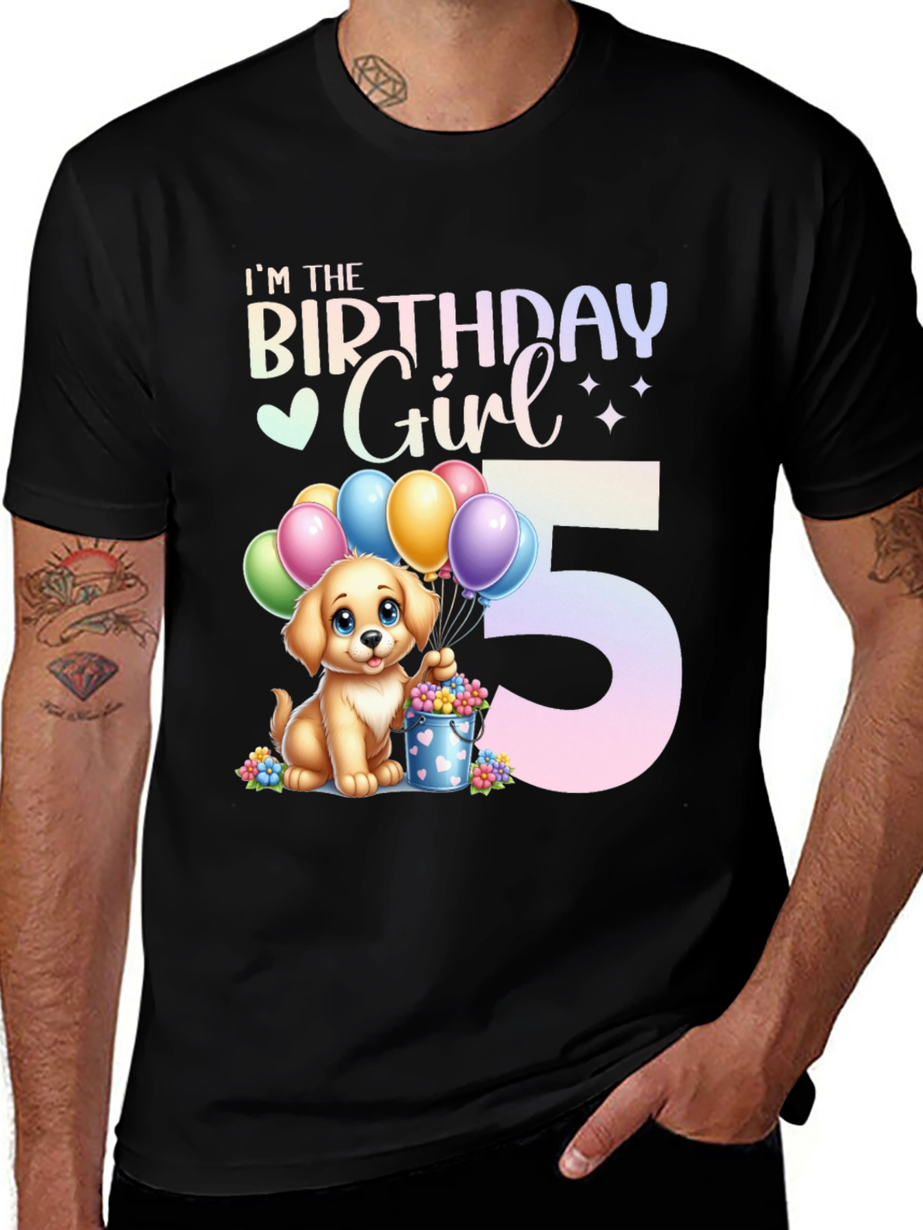 Birthday Girl 5th Birthday Dog T-Shirt