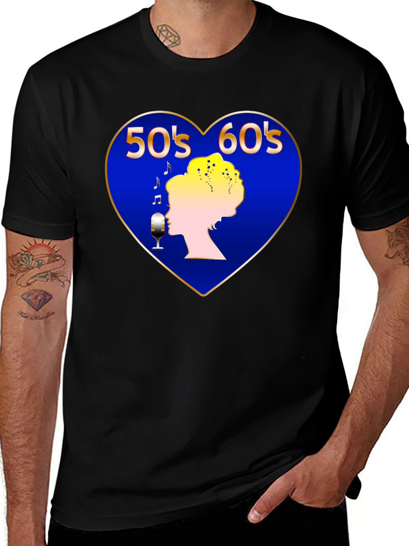 Retro 50s 60s Music Heart T-Shirt