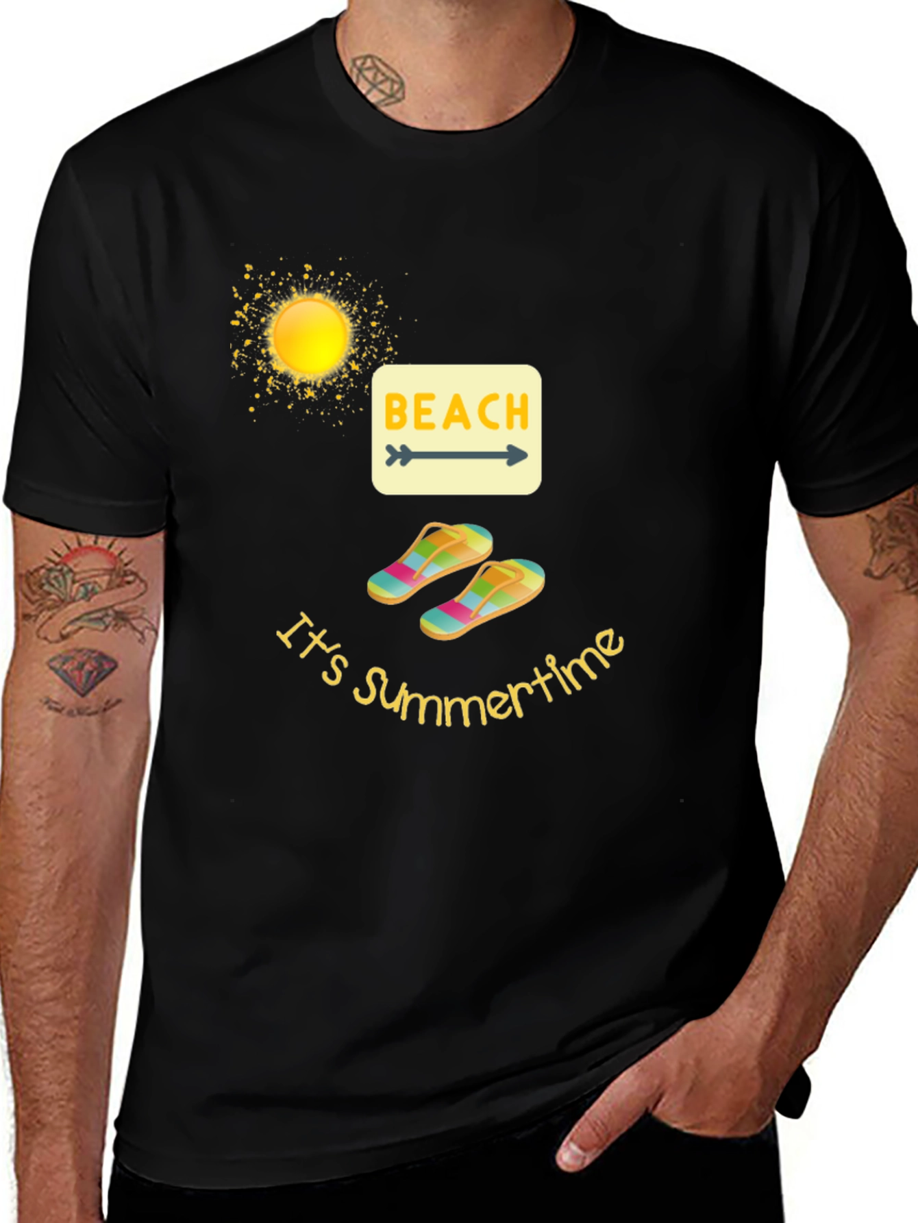Variant 17 of Beach Summertime Black T-Shirt