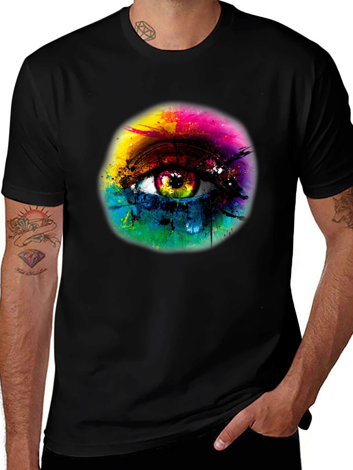 Variant 9 of Colorful Eye Graphic Black T-Shirt
