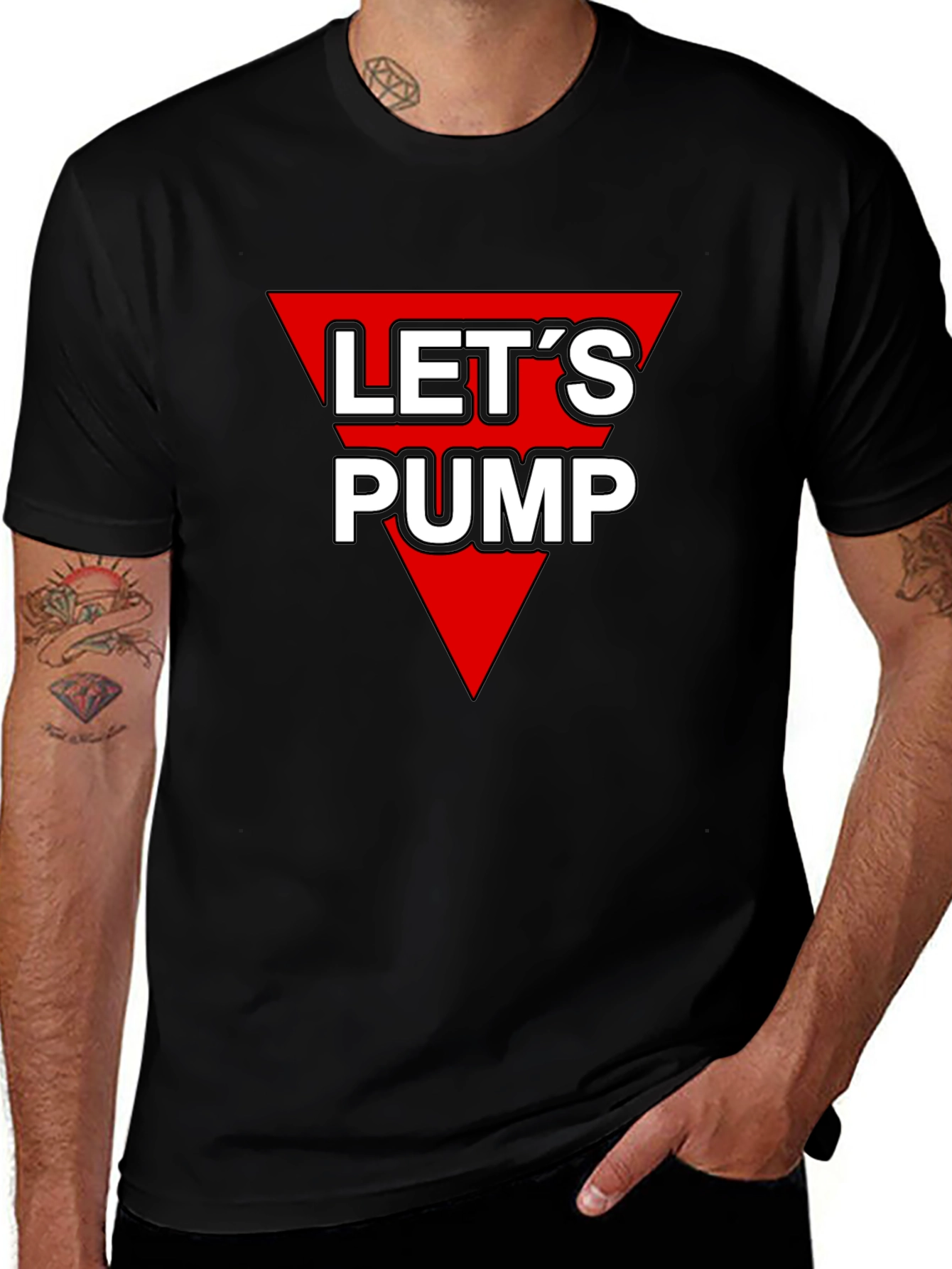 Variant 21 of Let's Pump Graphic Tee - Red Triangle Design