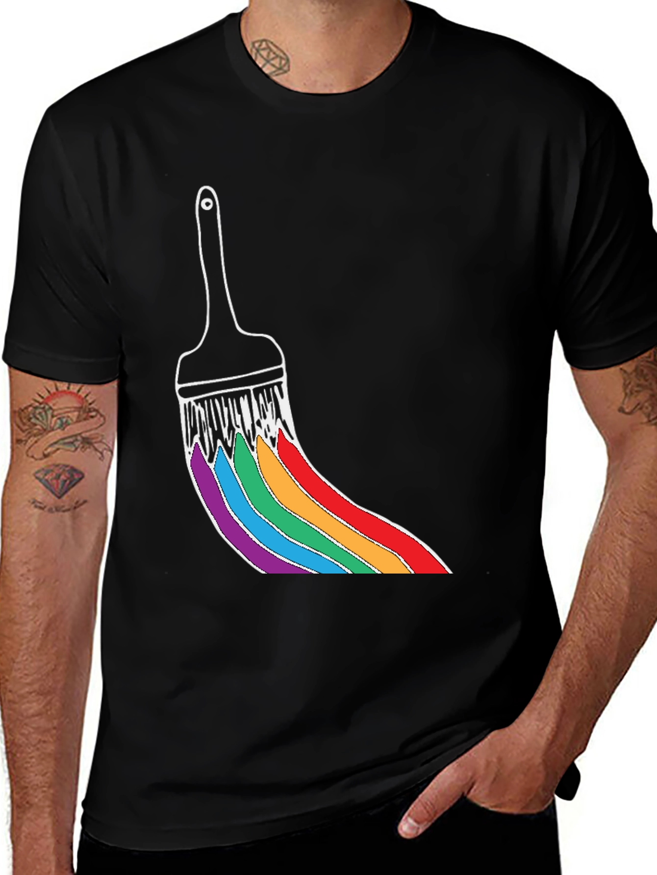 Variant 19 of Rainbow Paint Brush Graphic Tee - Unisex