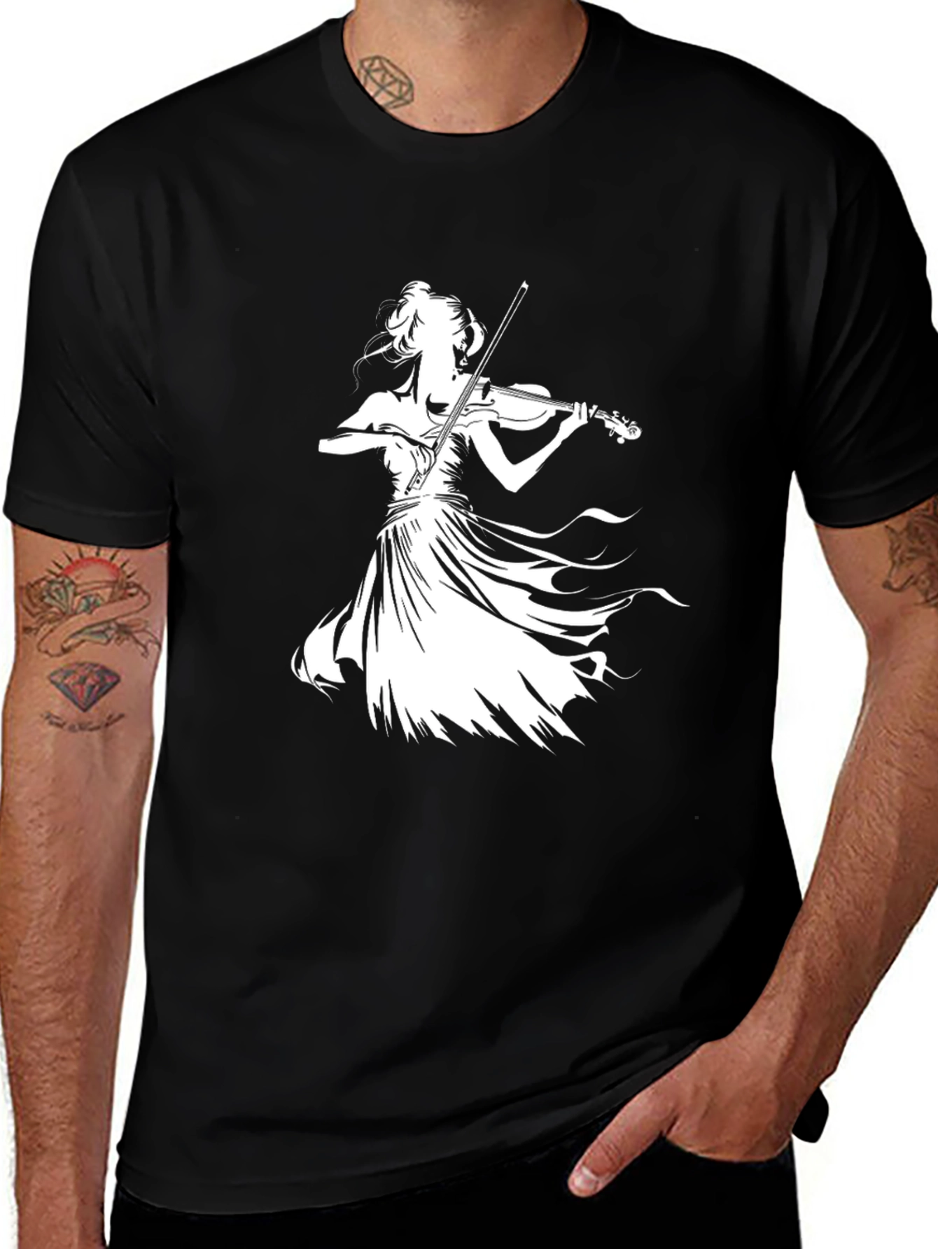 Variant 22 of Violinist Silhouette Black T-Shirt