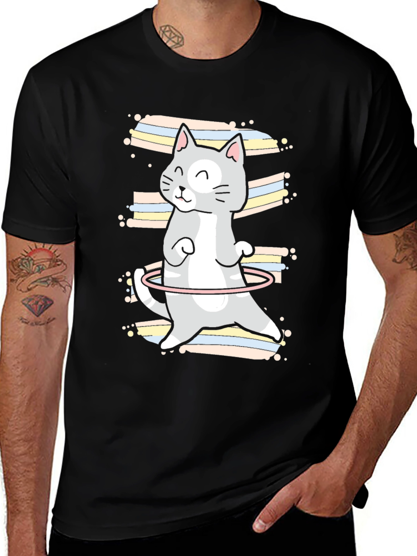 Variant 29 of Hula Cat Graphic Tee - Unisex Black T-Shirt