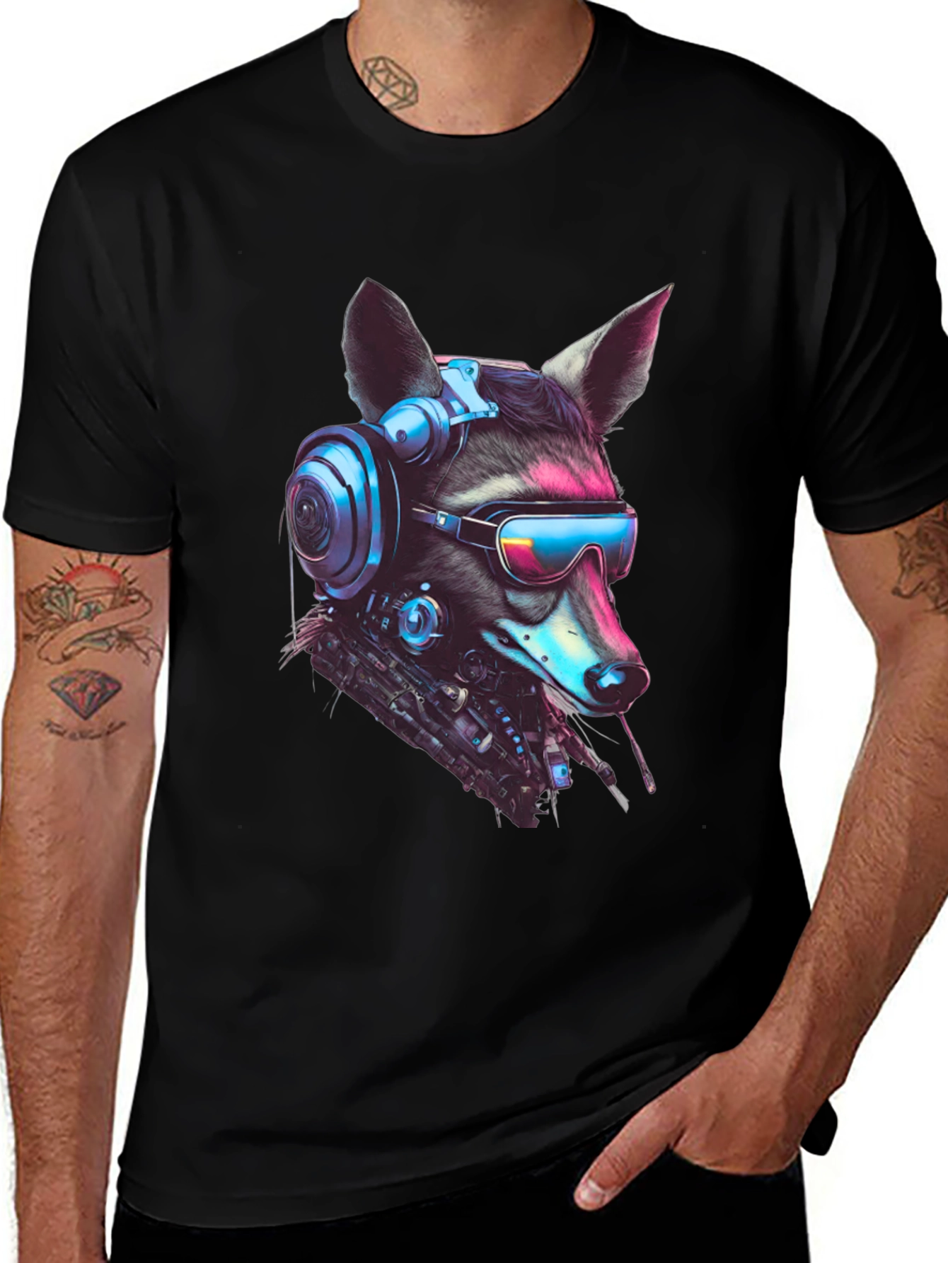 Variant 28 of Cyberpunk Raccoon Graphic Tee - Futuristic Style