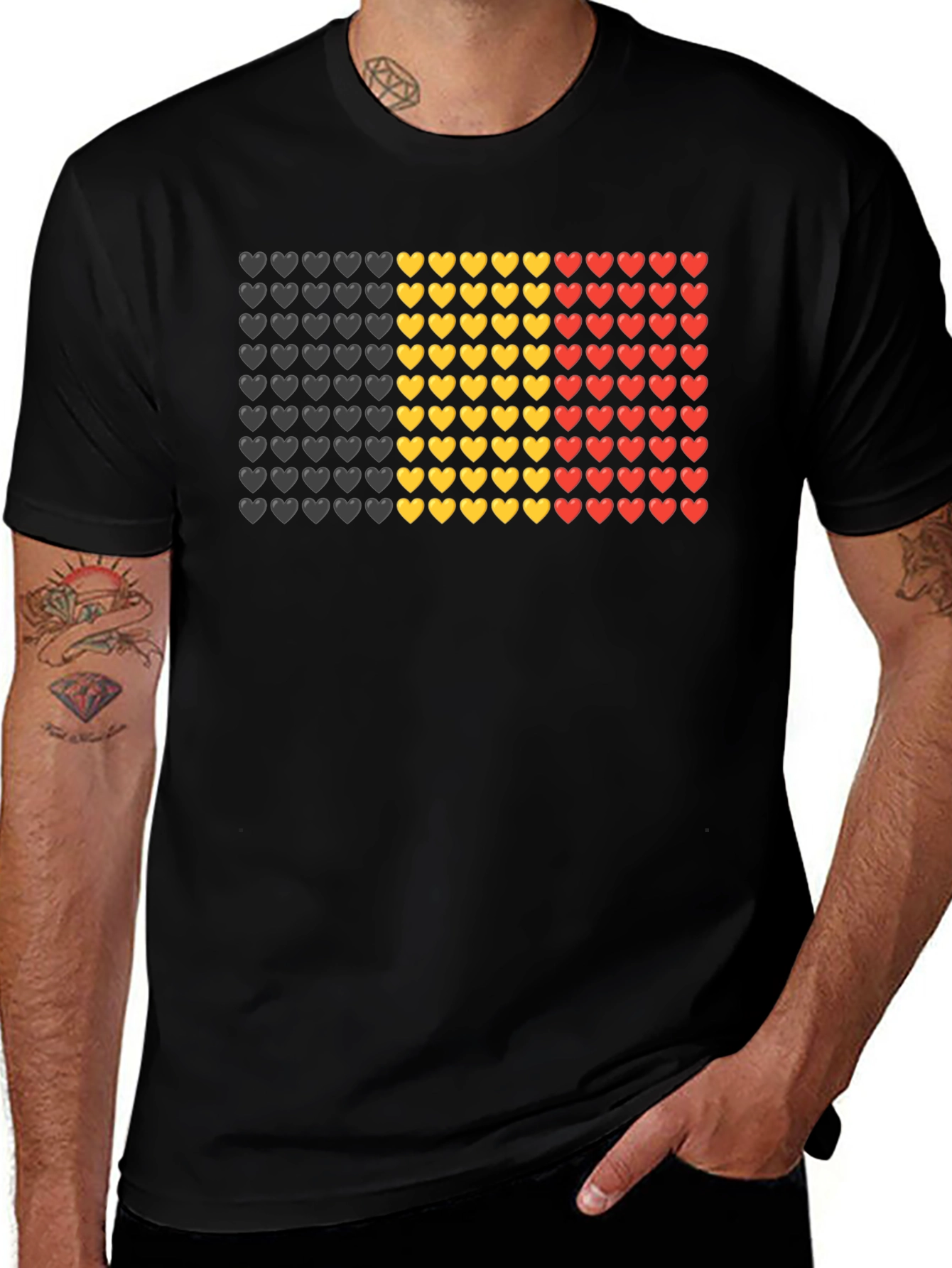 Belgian Flag Heart Print Tee - Black