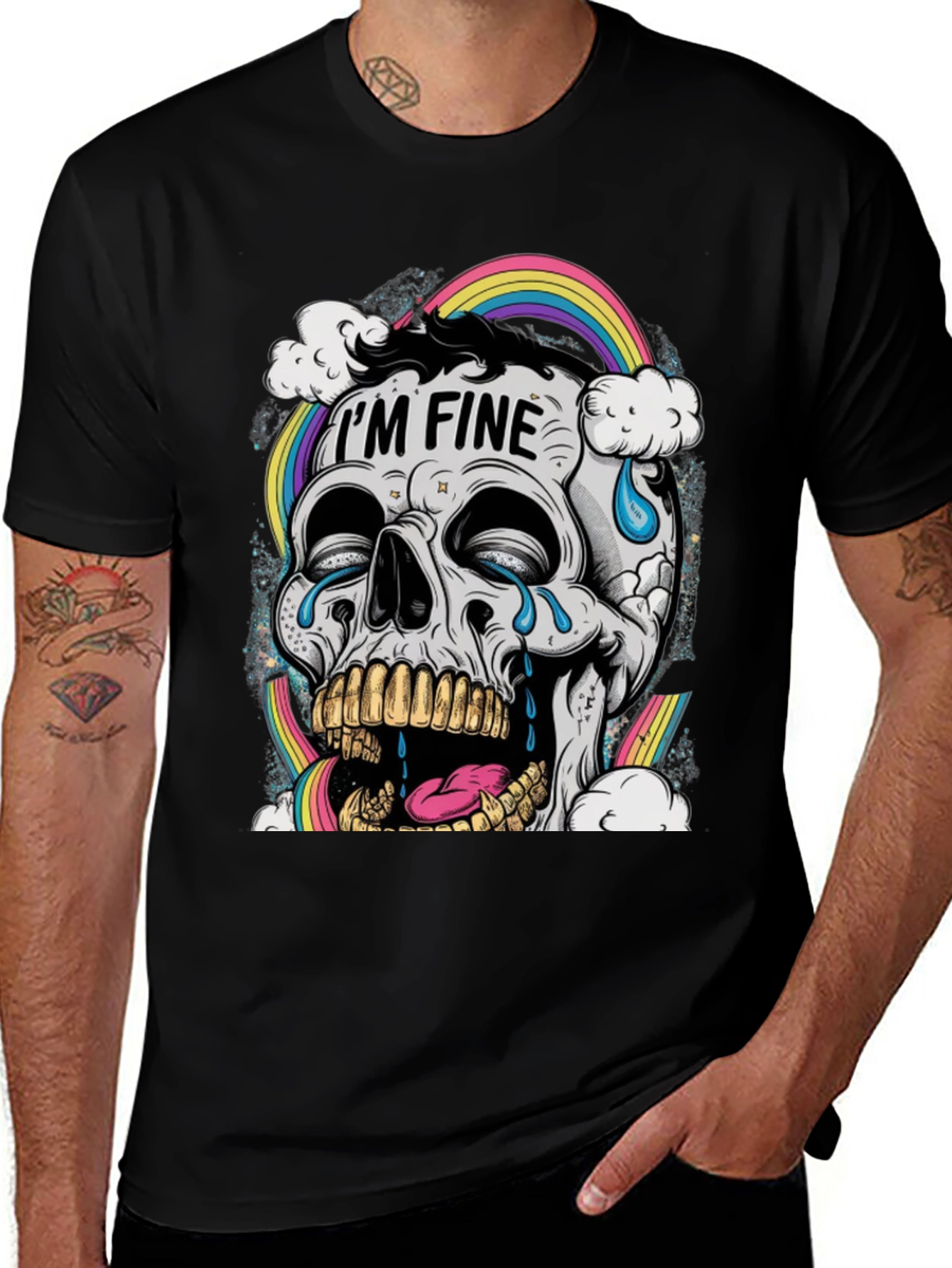 Variant 5 of I'm Fine Skull Graphic Tee
