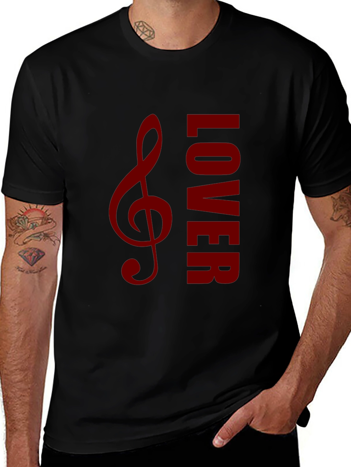 Variant 9 of Music Lover Graphic Tee - Black Cotton T-Shirt