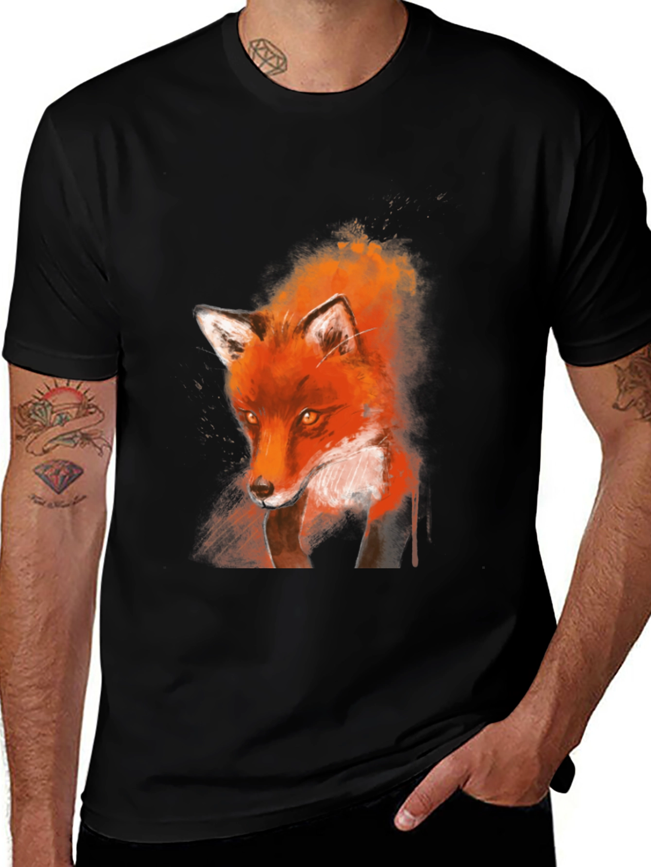 Variant 10 of Fiery Fox Graphic Tee - Unique Animal Print T-Shirt
