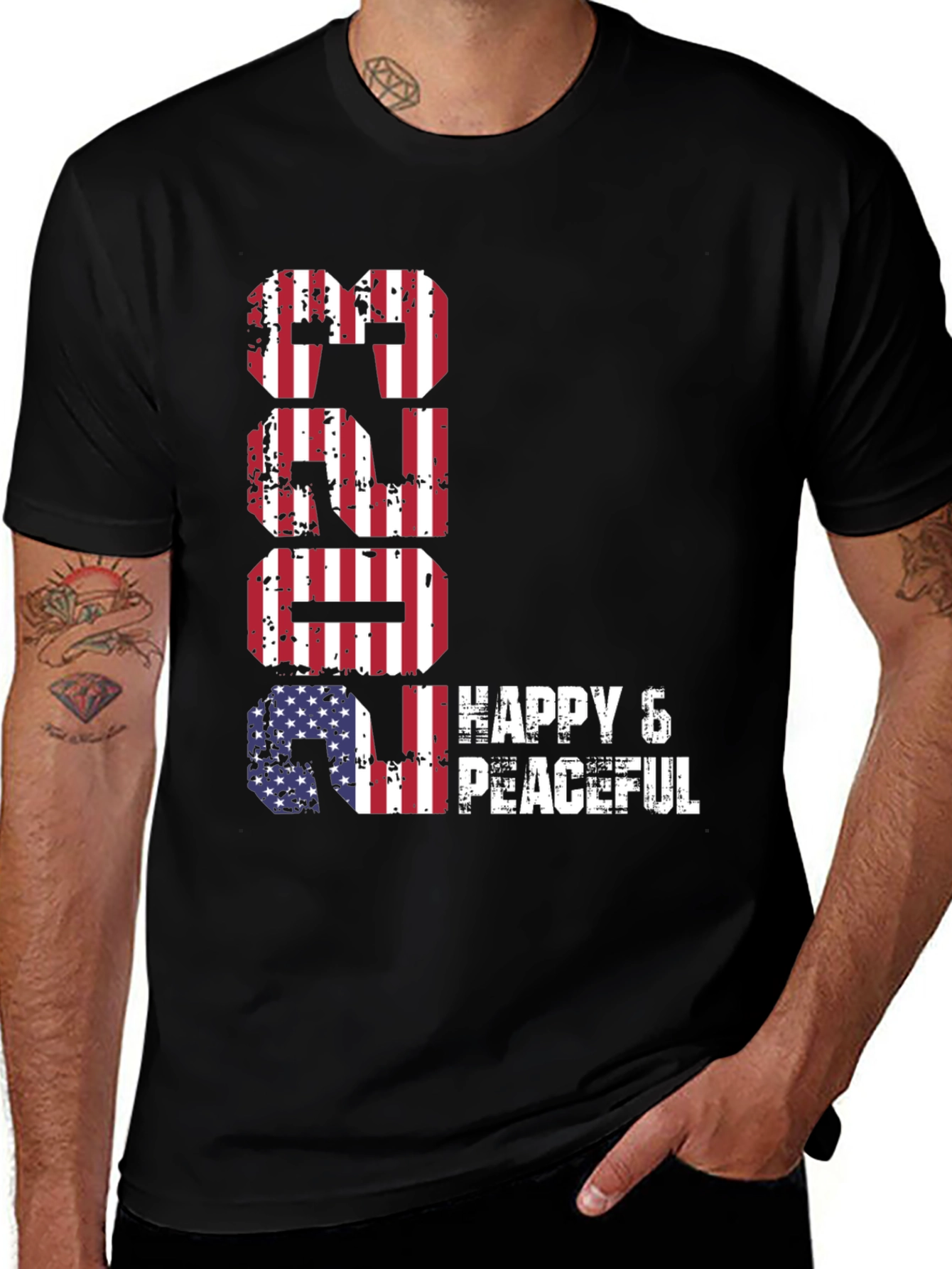 Variant 10 of 2024 Happy & Peaceful Patriotic Tee