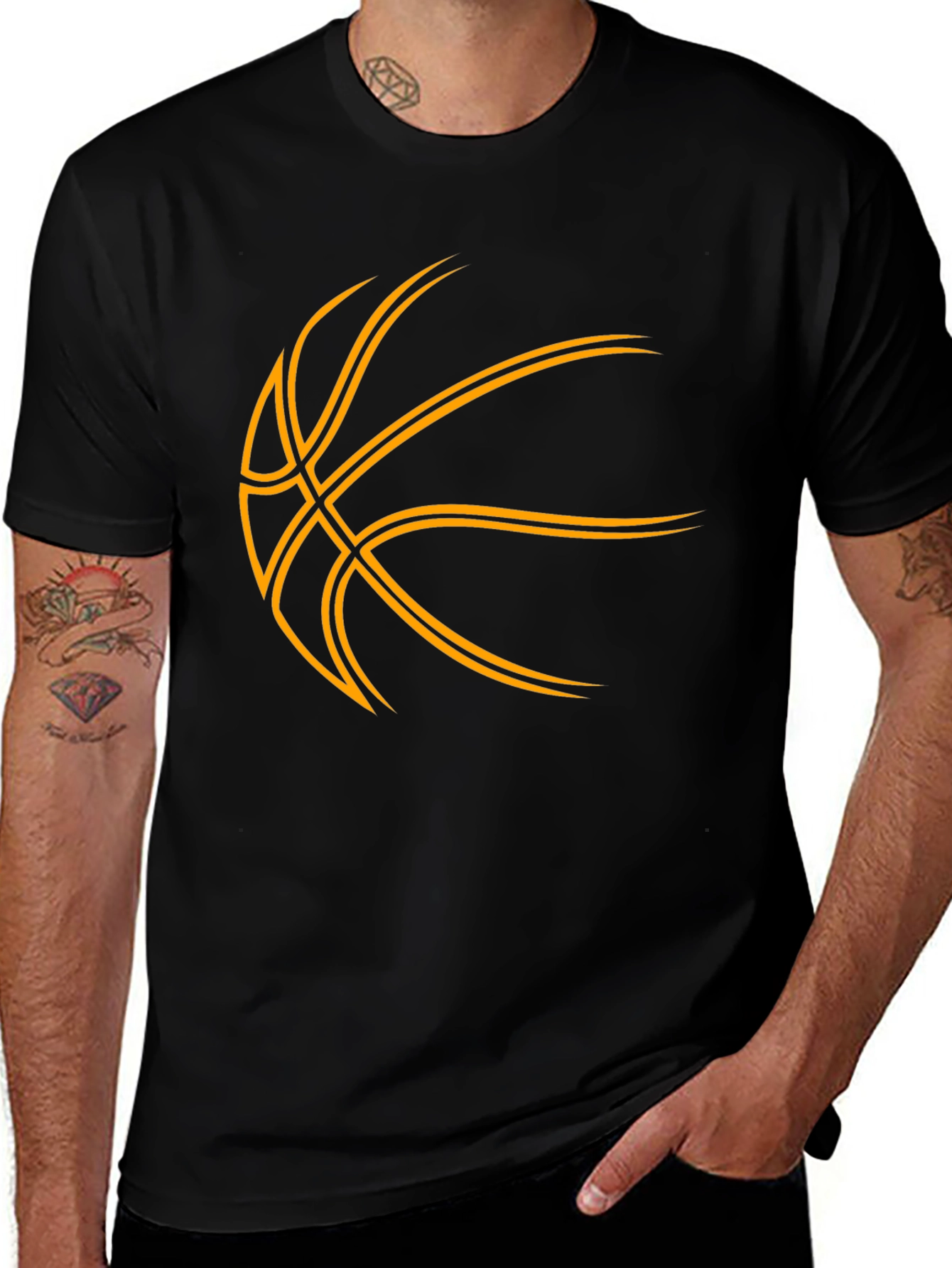 Variant 19 of Basketball Graphic Tee - Black Cotton Shirt