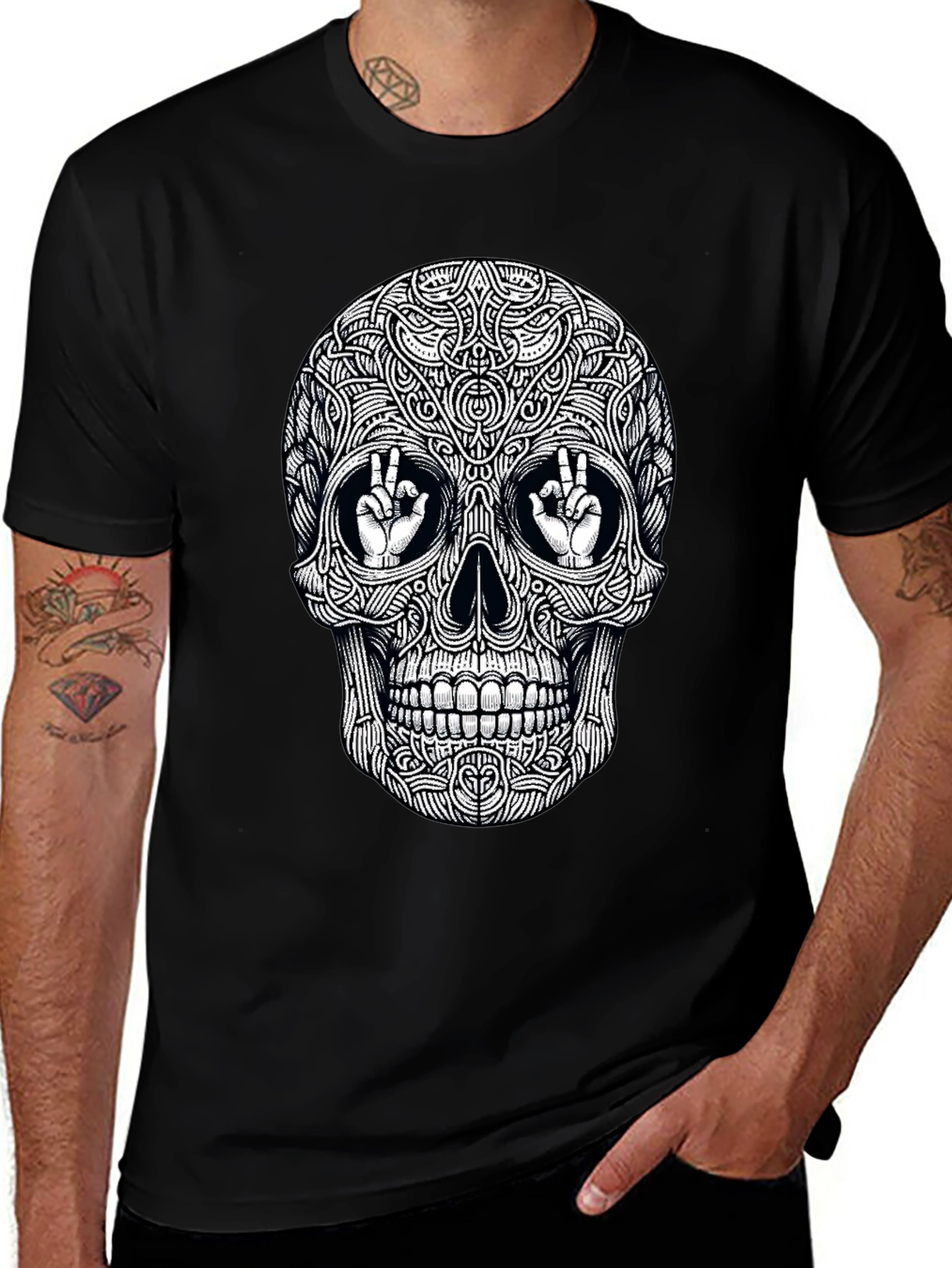 Variant 29 of Skull Graphic Tee - Peace & Style