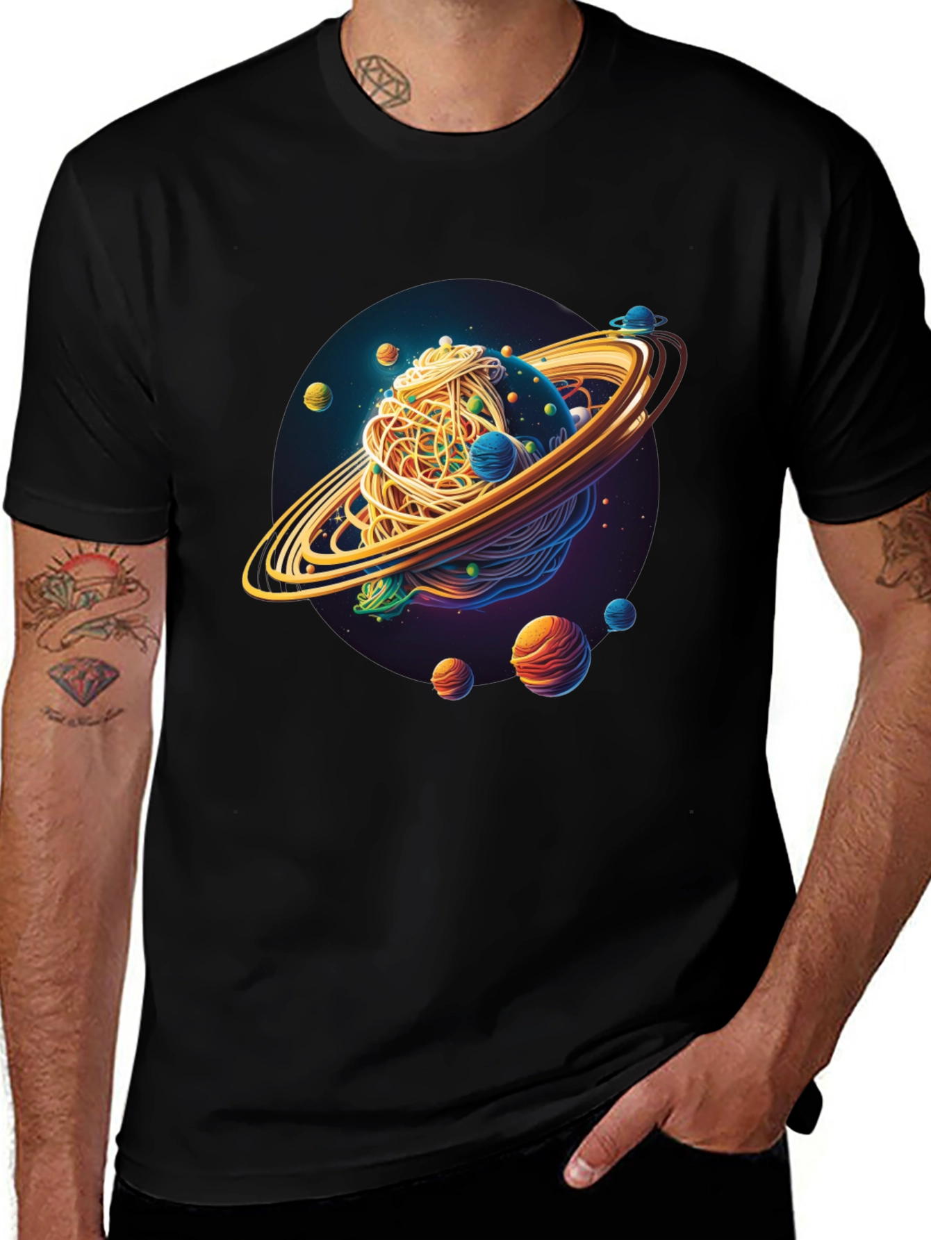 Variant 3 of Spaghetti Galaxy Graphic Tee - Unisex Black T-Shirt