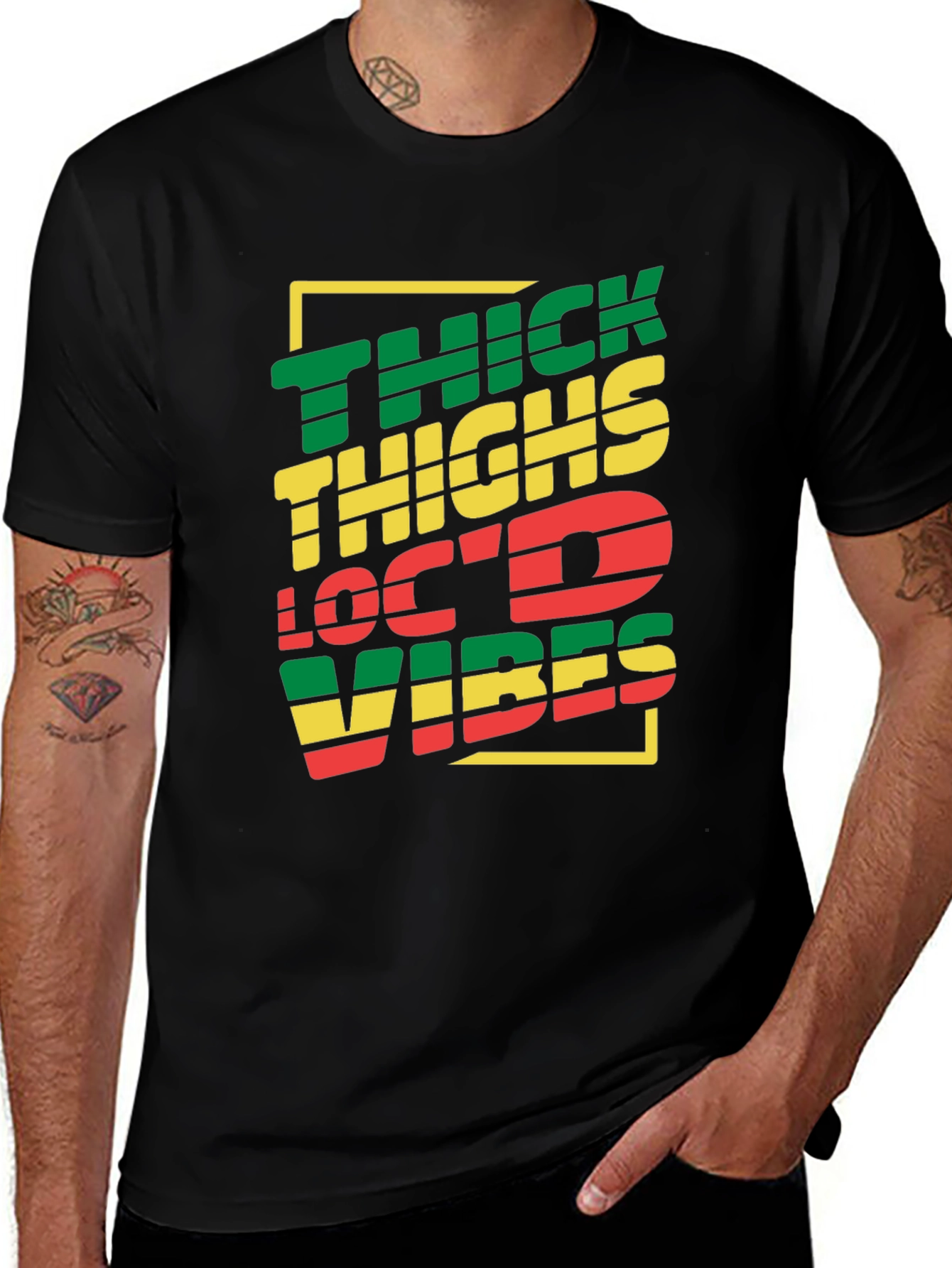 Variant 21 of Thick Thighs Loc'd Vibes Graphic Tee