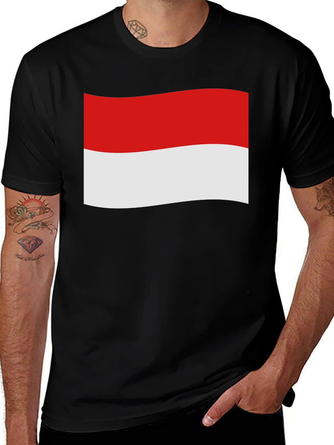 Variant 23 of Indonesia Flag Graphic Black T-Shirt