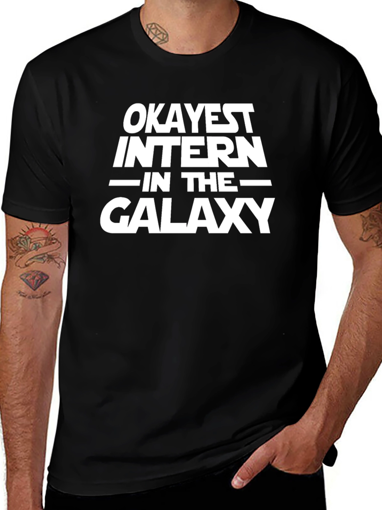 Variant 22 of Okayest Intern Galaxy Black T-Shirt