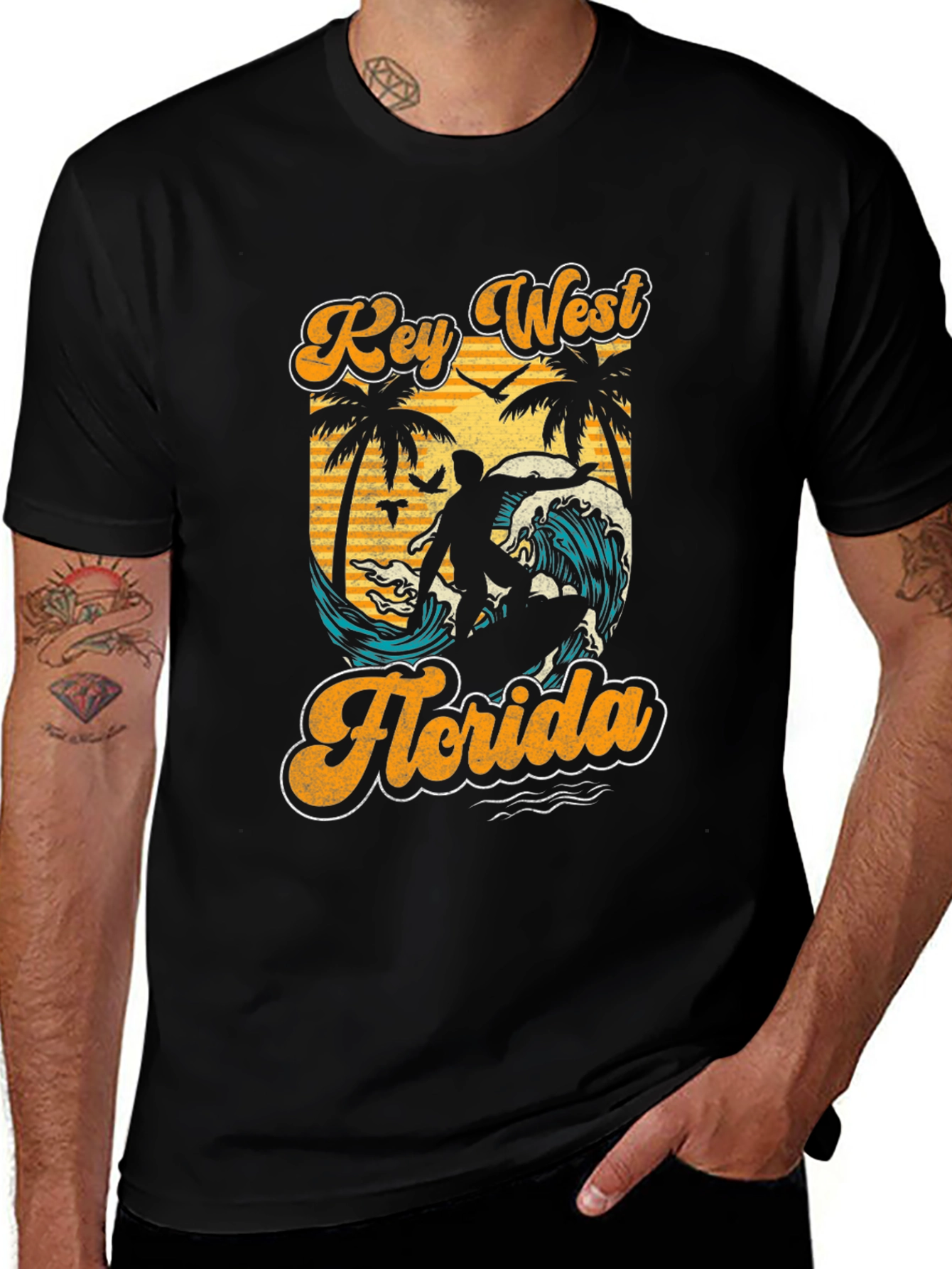 Variant 8 of Key West Florida Surfing Graphic Tee