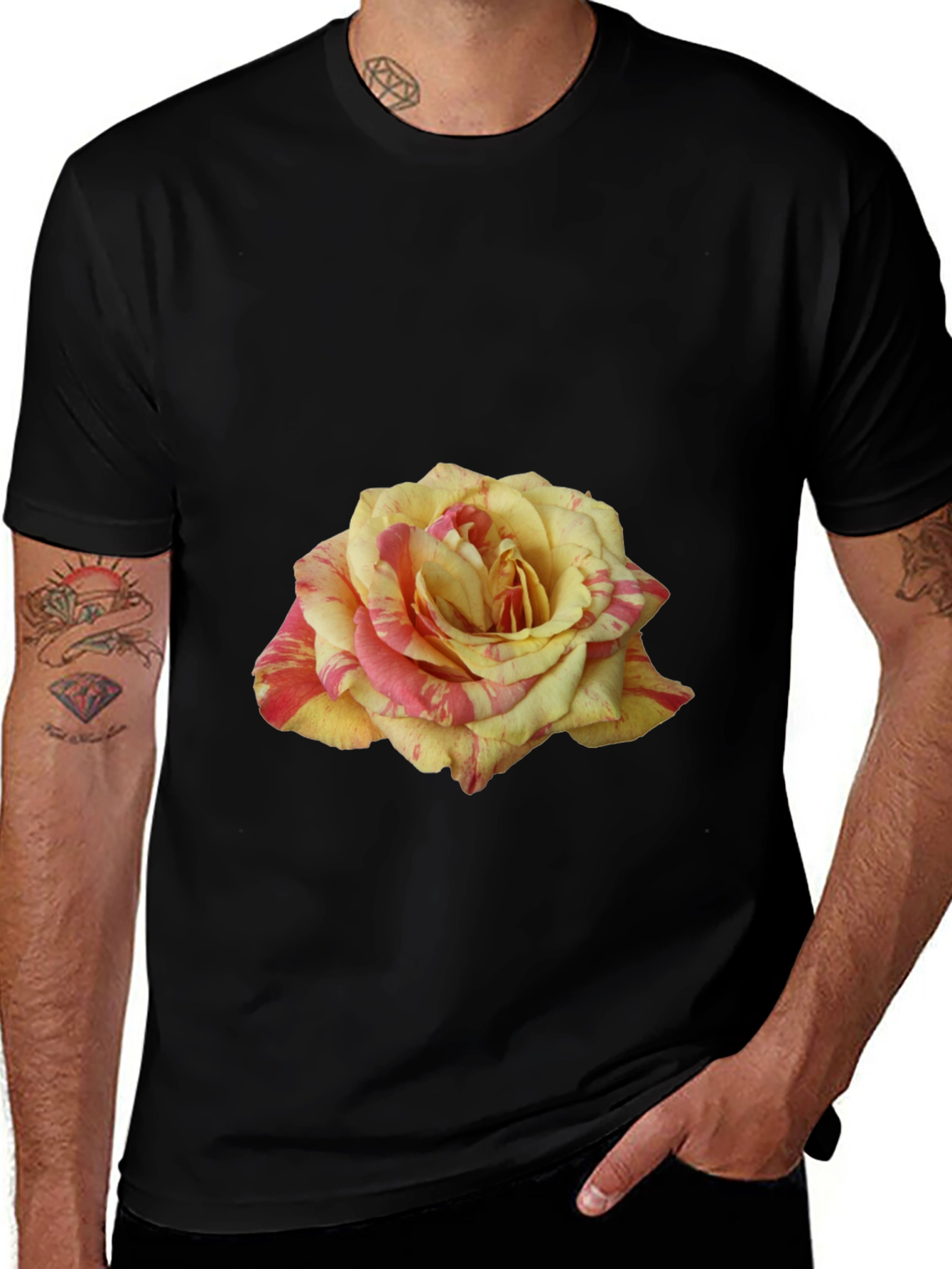 Variant 22 of Rose Graphic Black T-Shirt