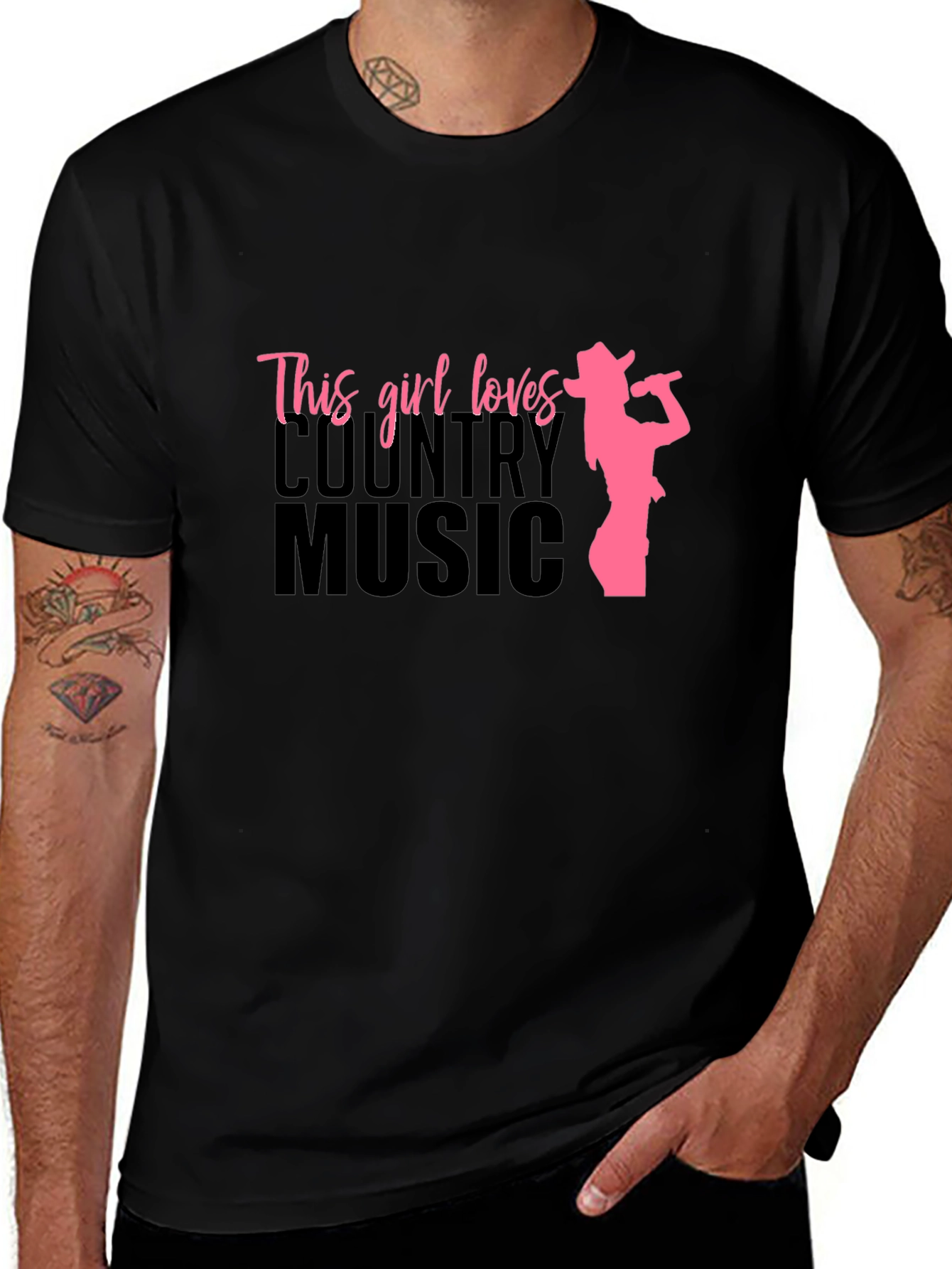 Variant 11 of Country Music Lover Tee - Black Graphic T-Shirt