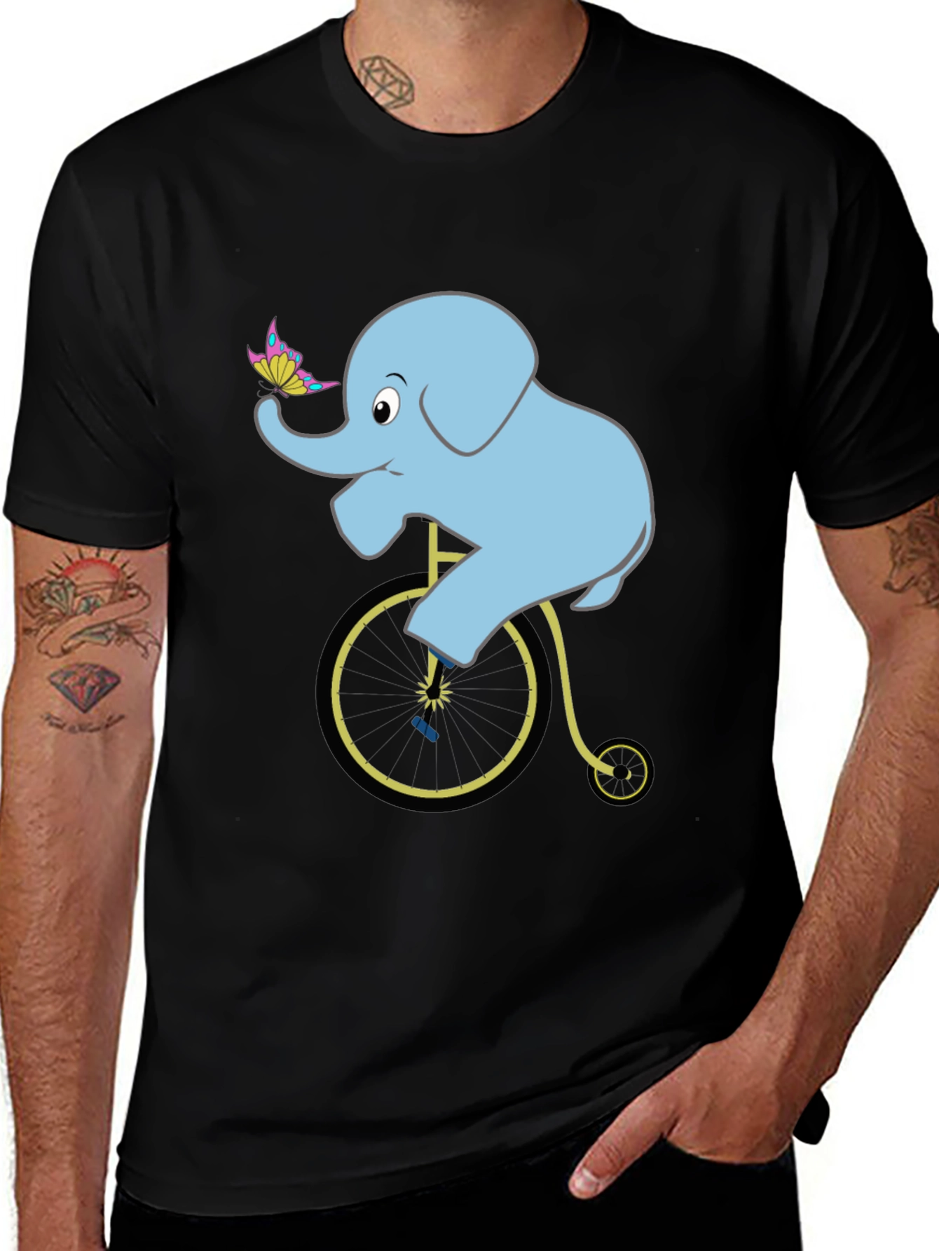 Variant 3 of Elephant on Bicycle T-Shirt: Fun Graphic Tee