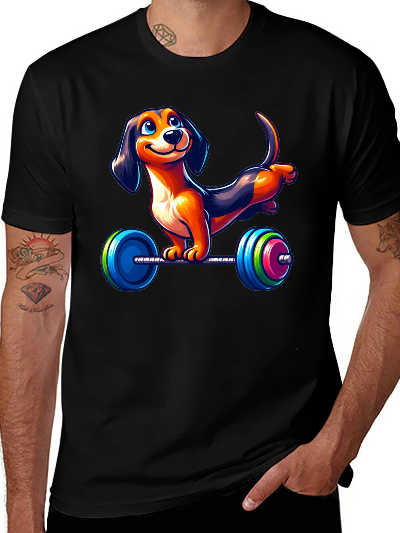 Variant 12 of Dachshund Weightlifting T-Shirt