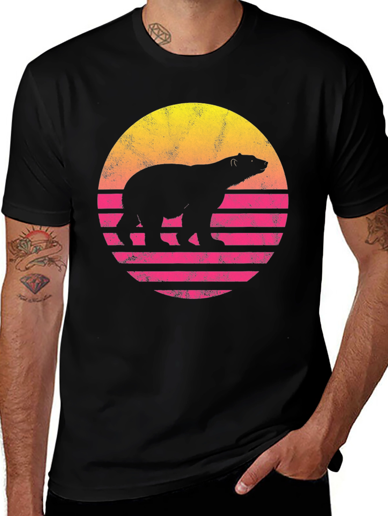 Variant 9 of Retro Polar Bear Sunset T-Shirt