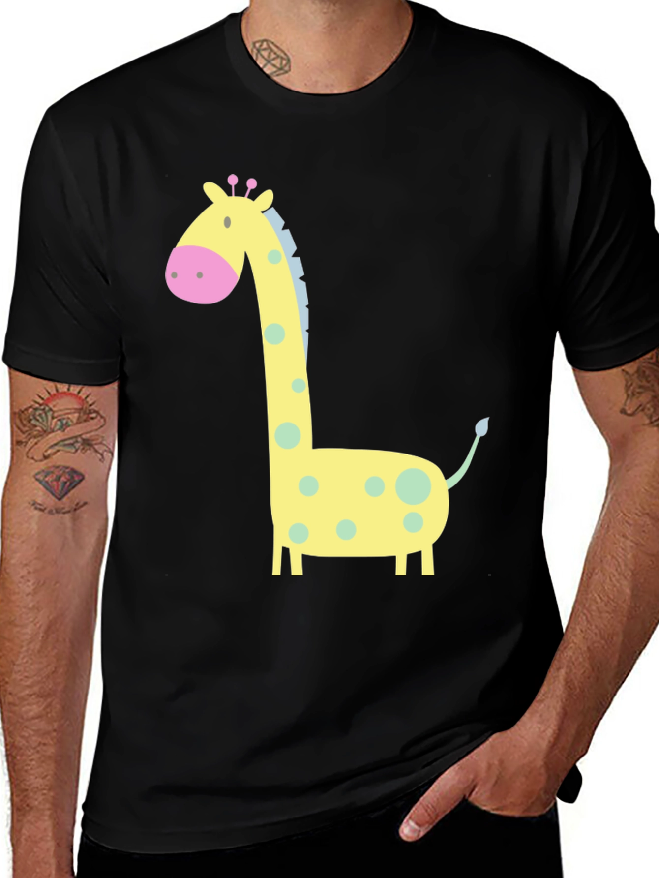 Variant 22 of Giraffe Graphic Tee - Cute Cartoon Design