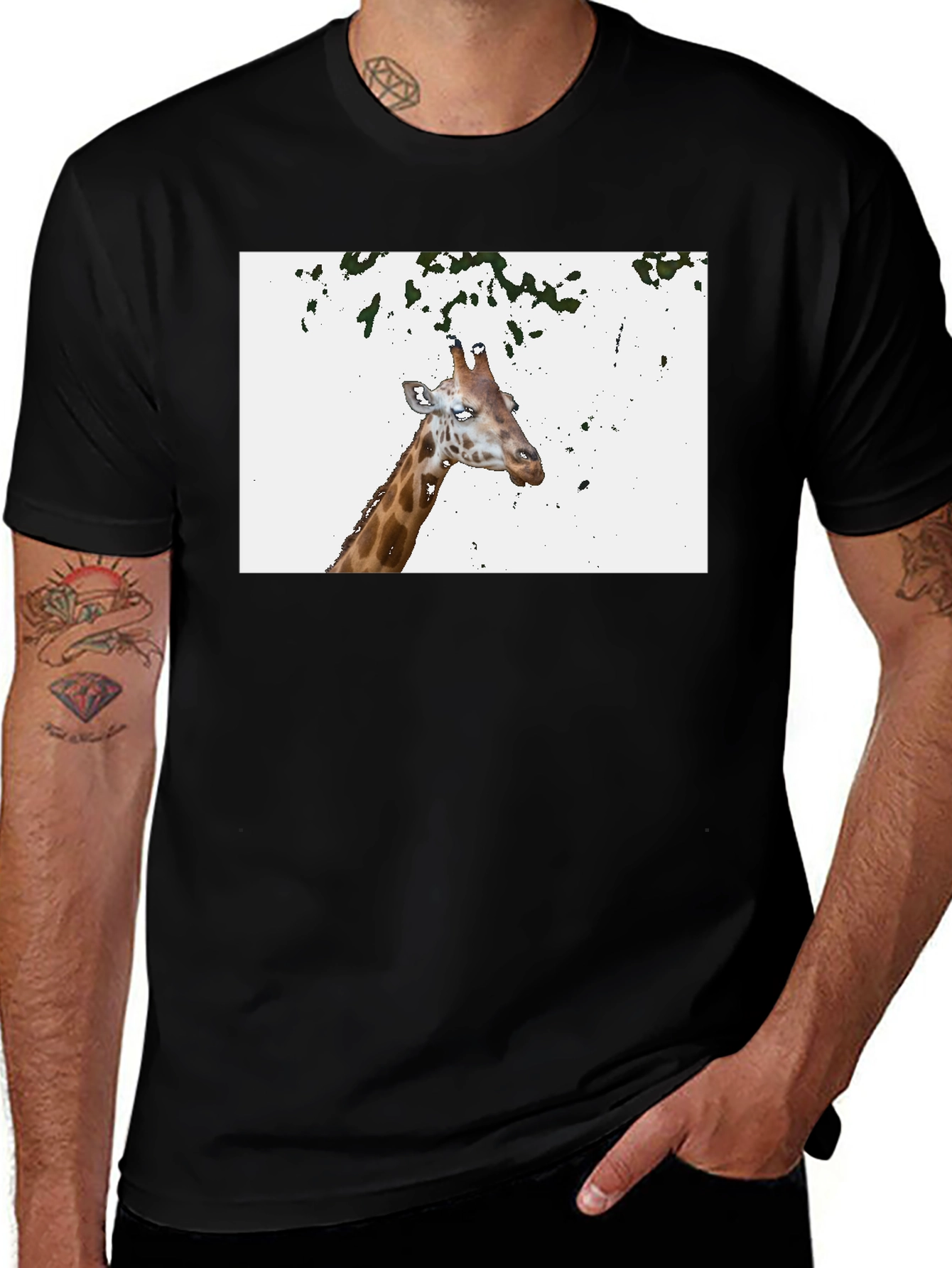 Variant 16 of Giraffe Graphic Tee - Casual Black T-Shirt
