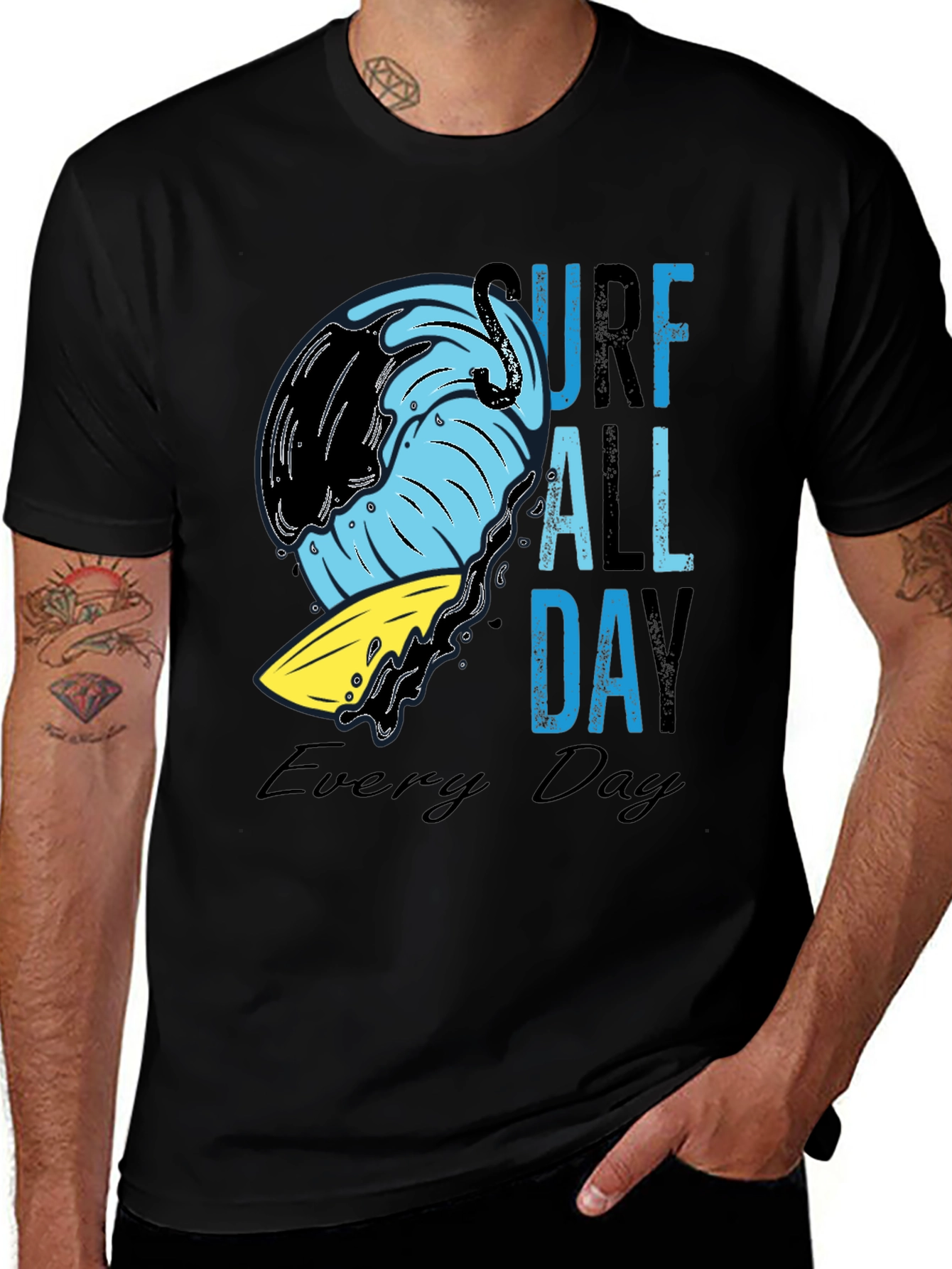 Variant 2 of Surf All Day T-Shirt - Black Graphic Tee