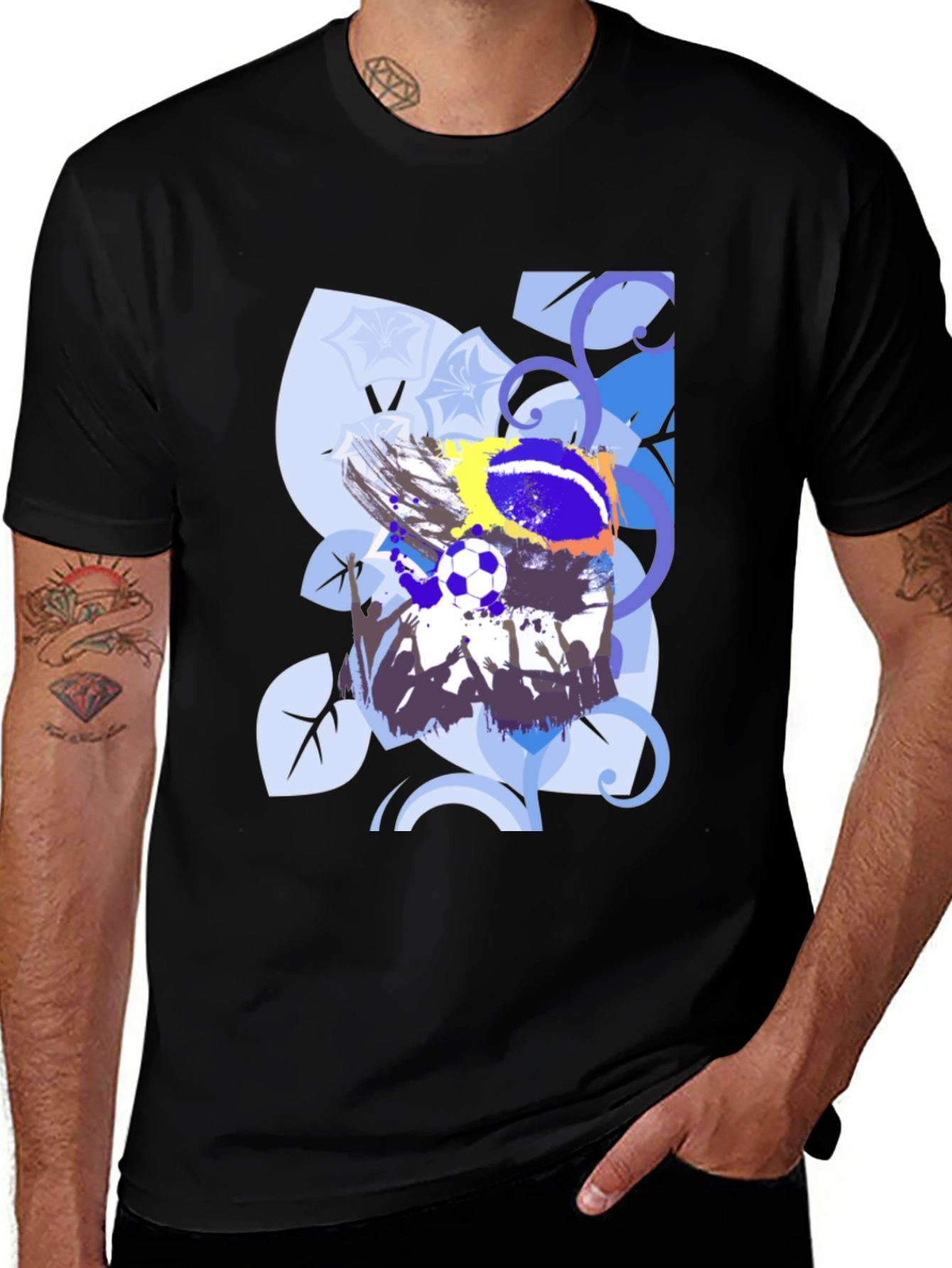 Variant 5 of Soccer Fan Art Black T-Shirt