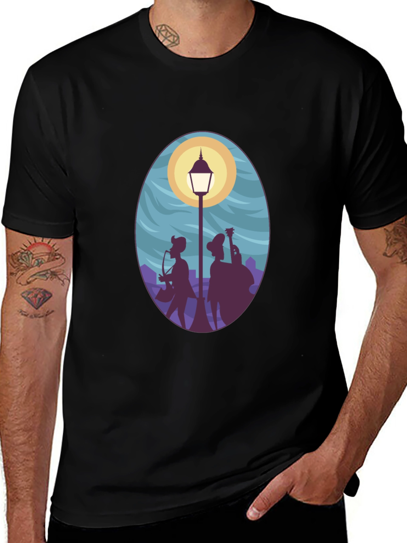 Jazz Silhouette Graphic T-Shirt - Black