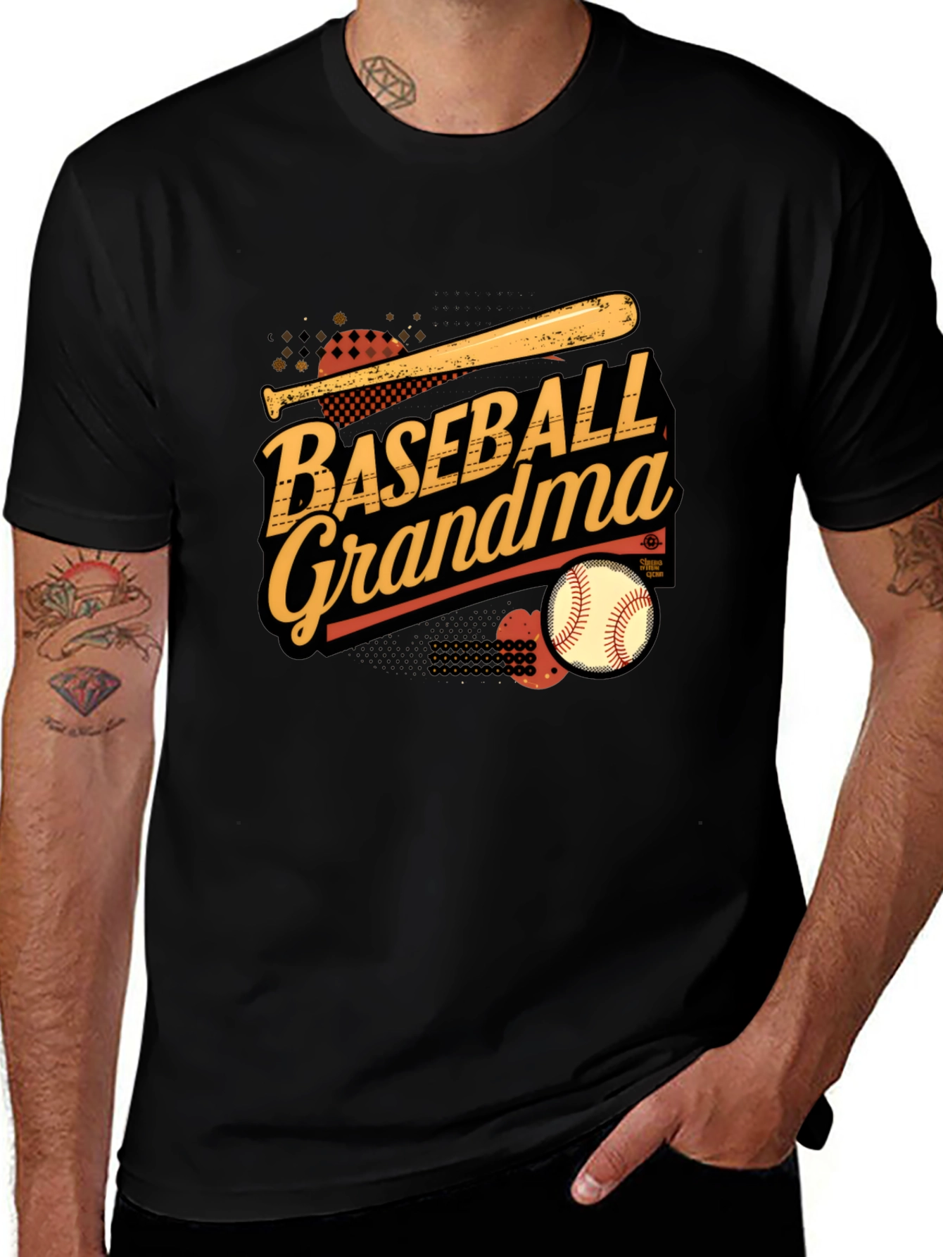 Variant 29 of Baseball Grandma Graphic T-Shirt - Black