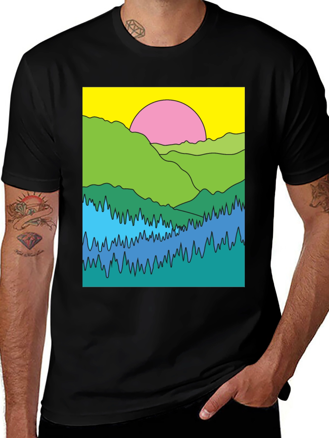 Variant 22 of Vibrant Landscape Graphic Tee - Retro Style