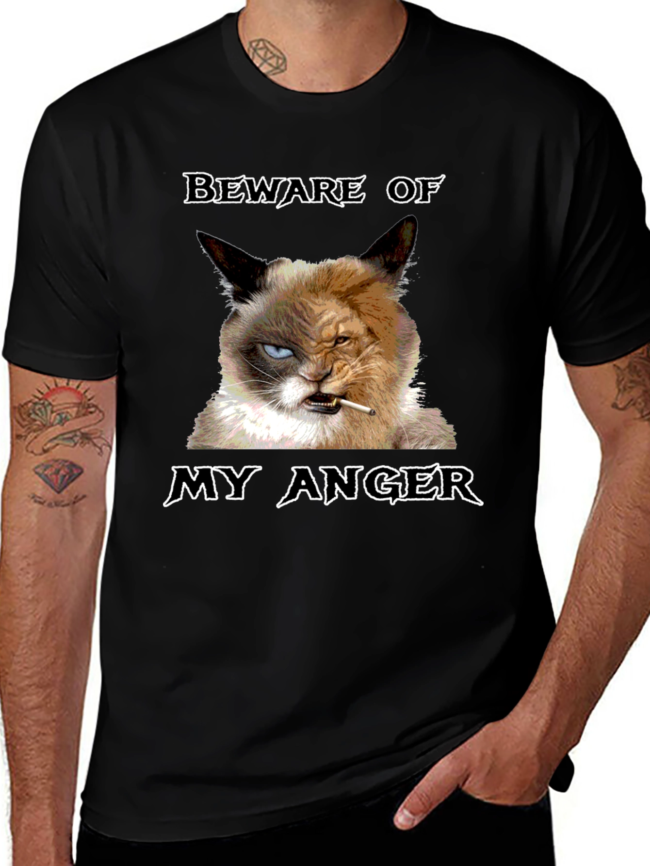 Variant 5 of Beware of My Anger Cat Graphic Tee