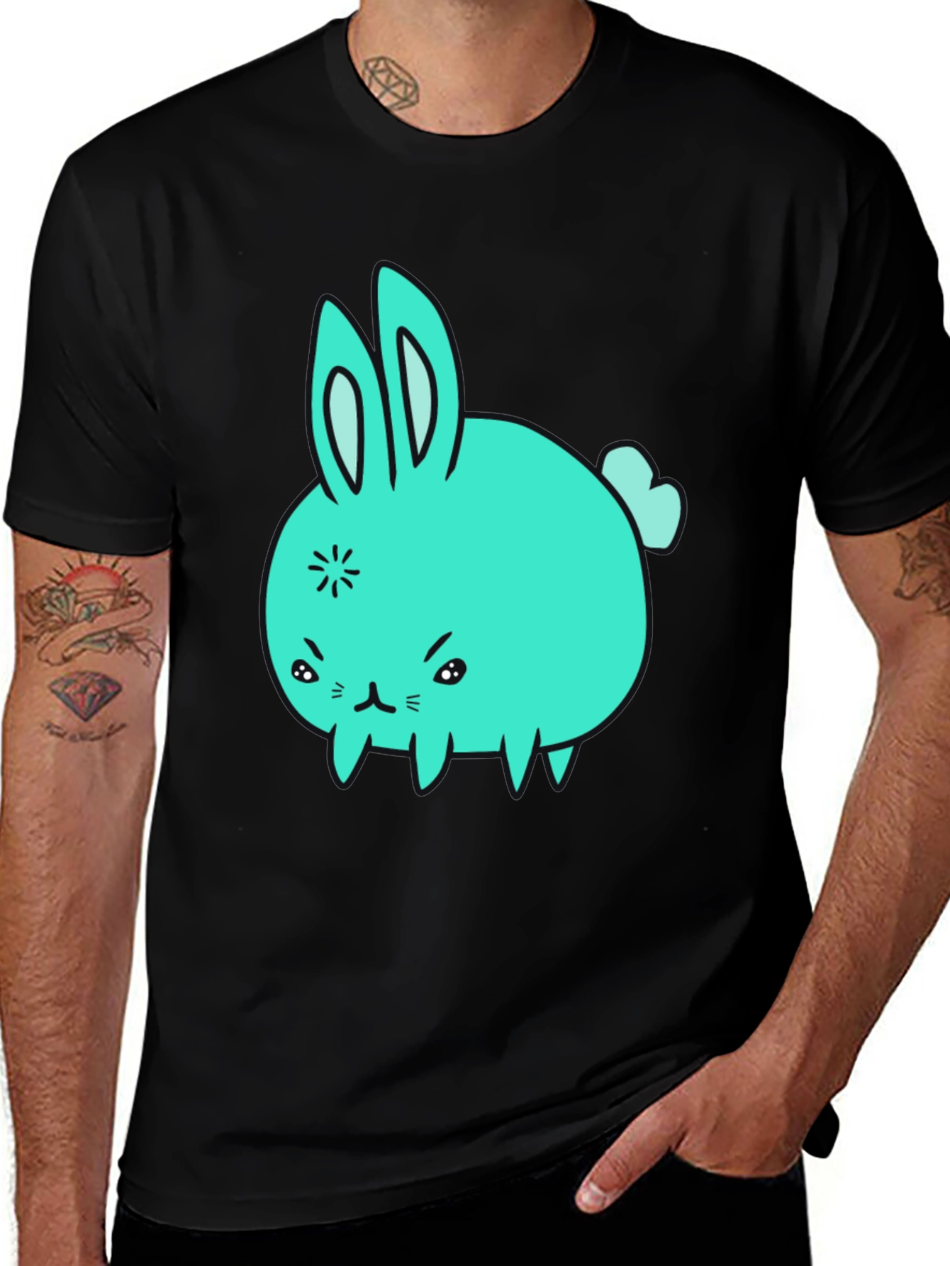 Variant 12 of Angry Bunny Graphic Tee - Black