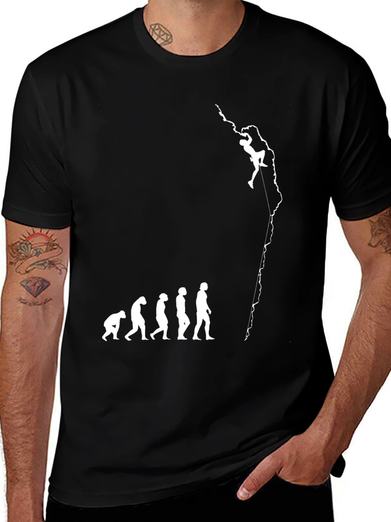 Variant 23 of Evolution of Climbing T-Shirt - Black Graphic Tee