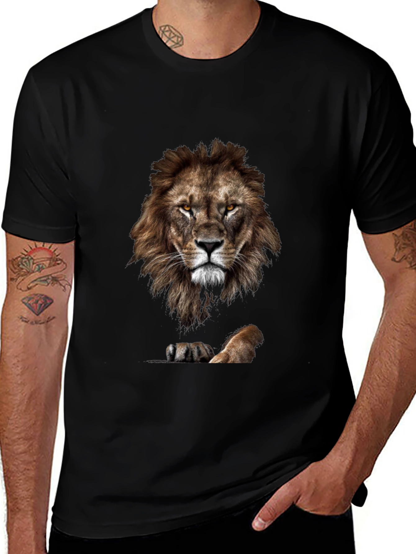 Black Lion Graphic Tee - Bold Animal Print T-Shirt main image