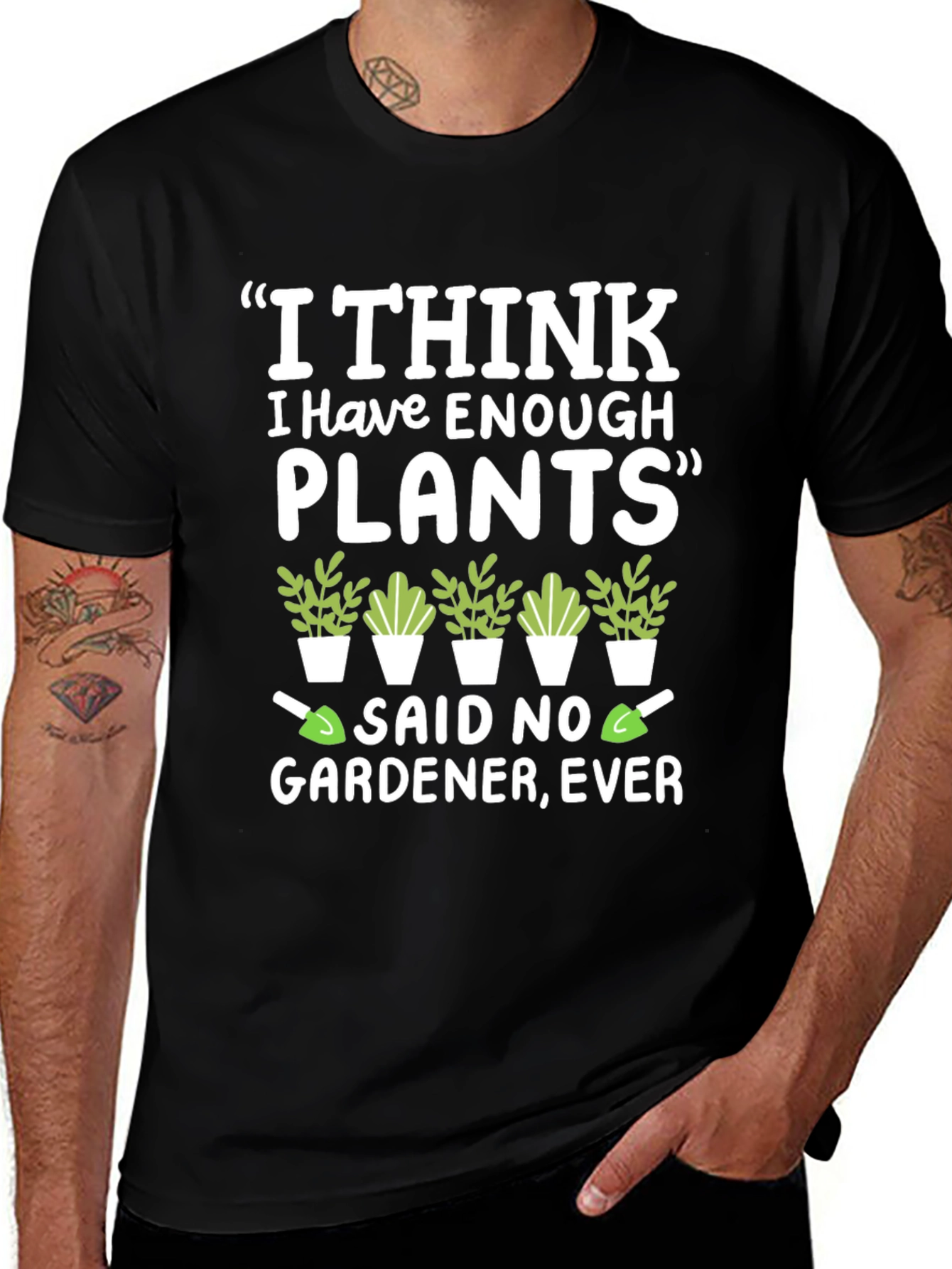 Black Funny Gardener T-Shirt - Enough Plants? Never! main image