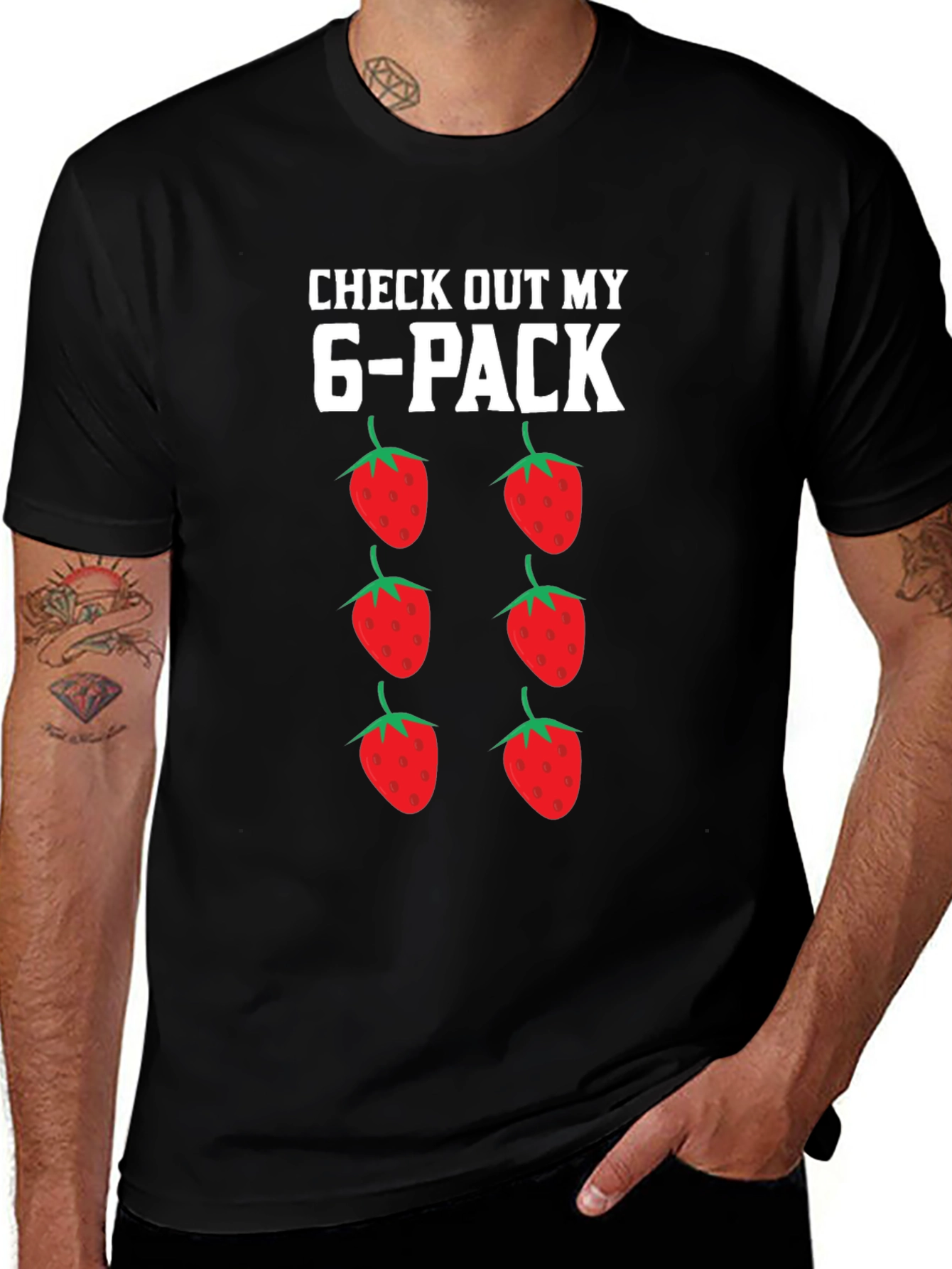 Variant 28 of Funny Strawberry 6-Pack Graphic T-Shirt