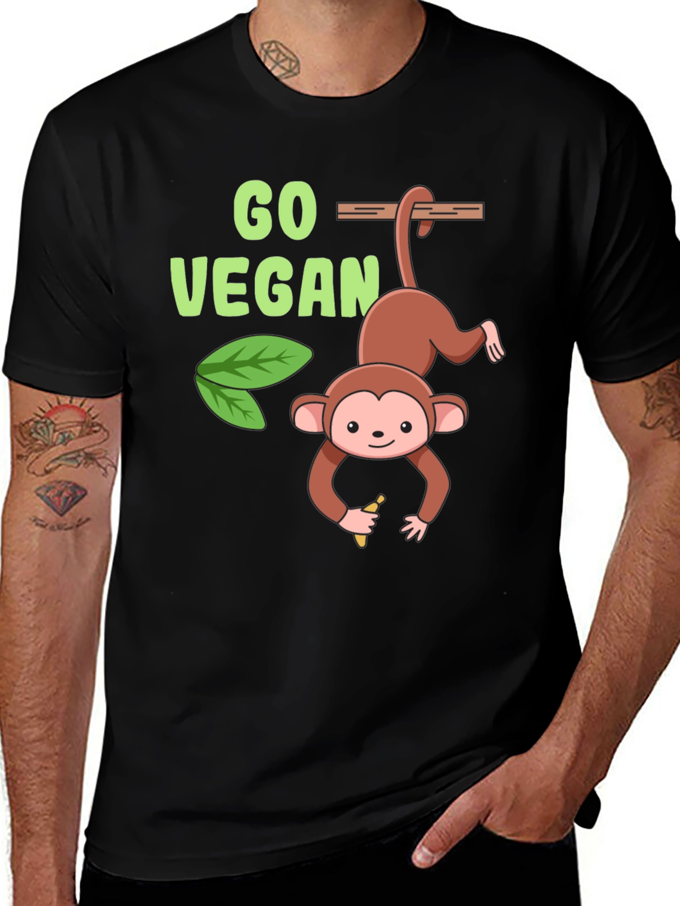 Variant 13 of Go Vegan Monkey T-Shirt
