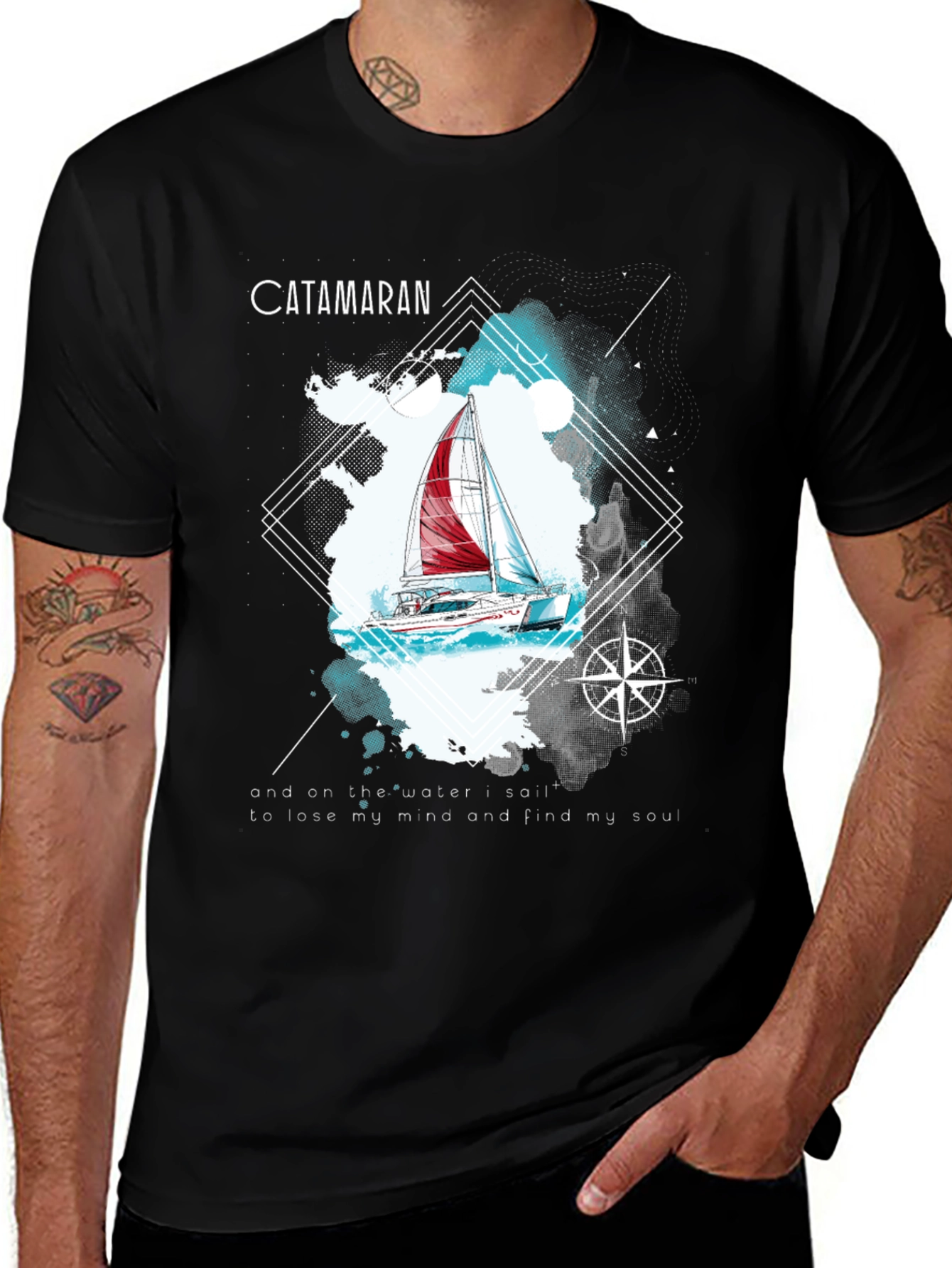 Variant 30 of Catamaran Sailboat Graphic T-Shirt