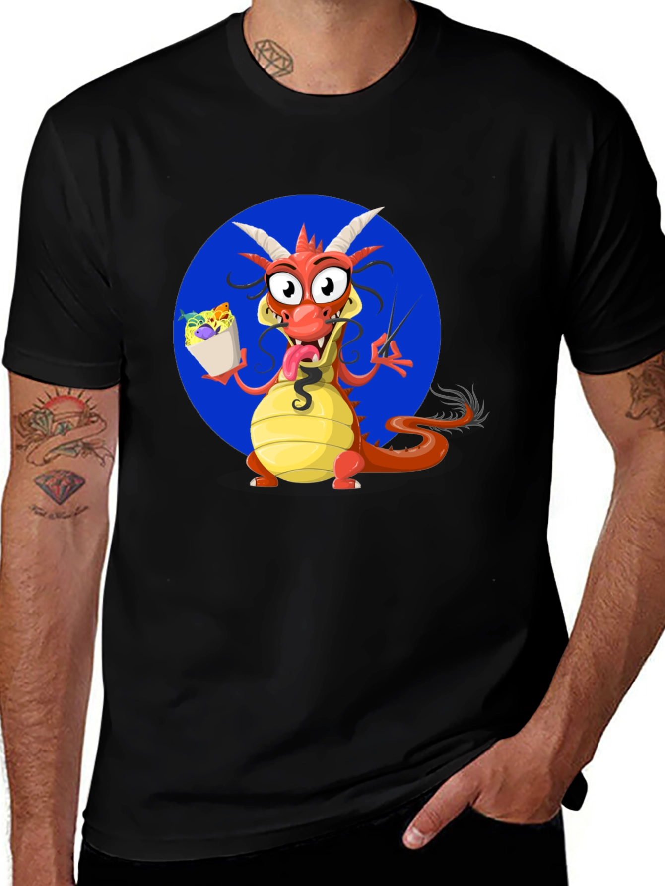 Variant 30 of Dragon Eating Noodles Graphic T-Shirt