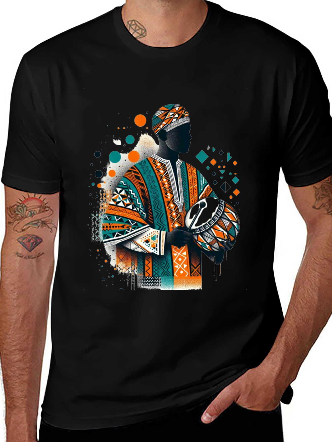 Variant 21 of African Print Men's Crew Neck T-Shirt