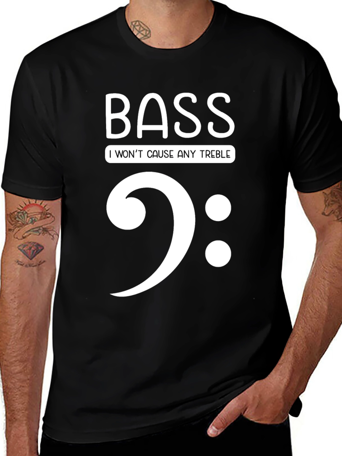Black Bass Clef Music Pun Graphic Tee - Soft Cotton main image