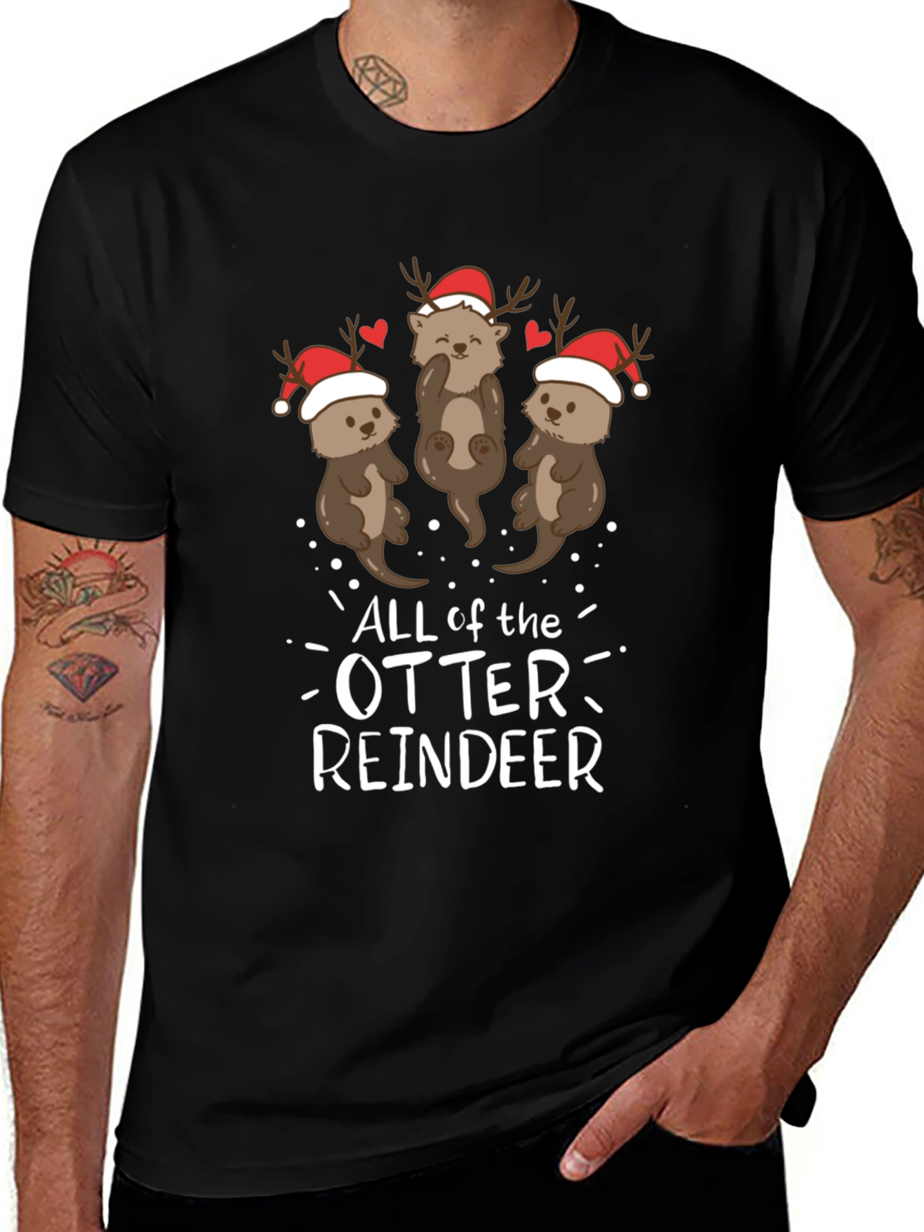 Variant 30 of Otter Reindeer Graphic Tee - Holiday Fun