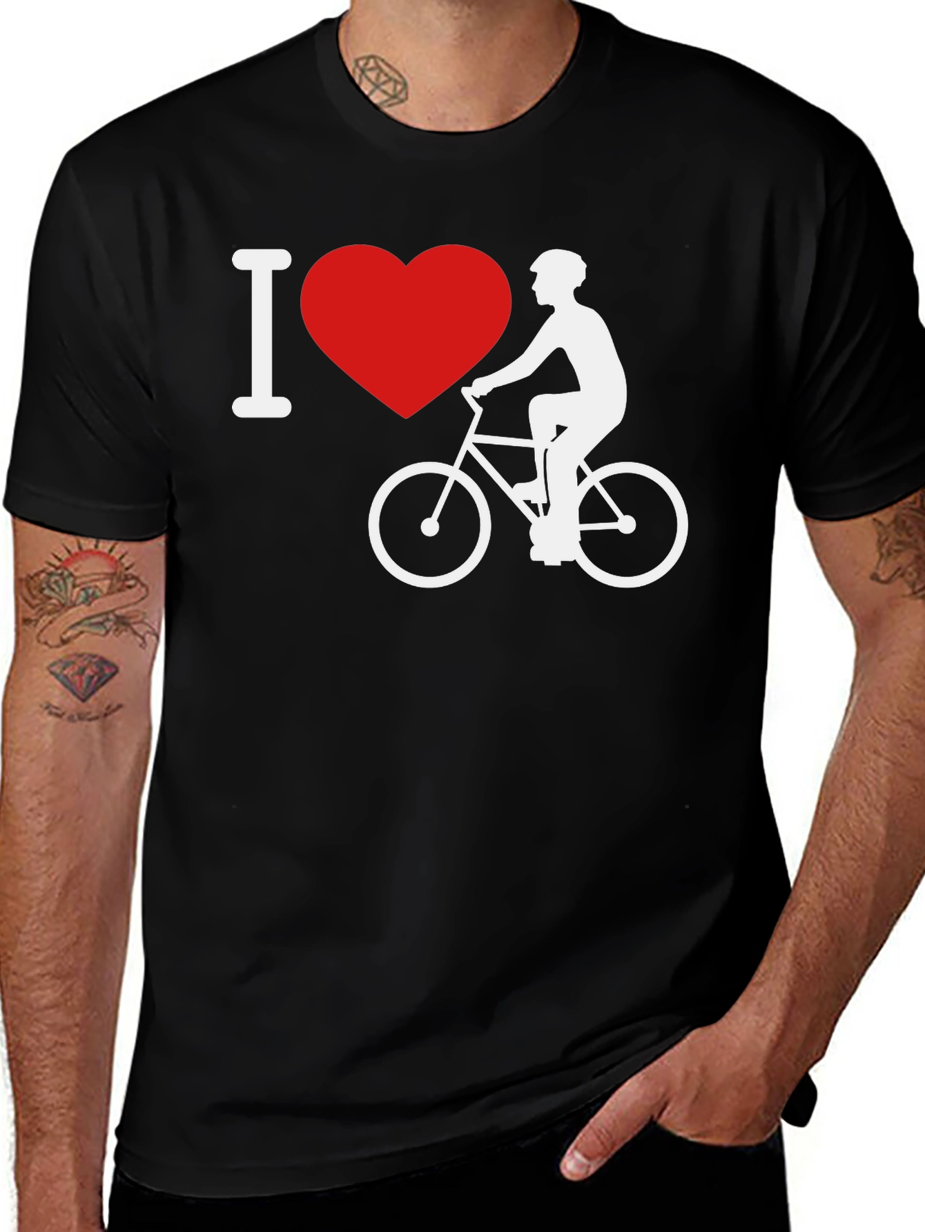 Variant 15 of I Love Cycling T-Shirt - Black Cotton Tee