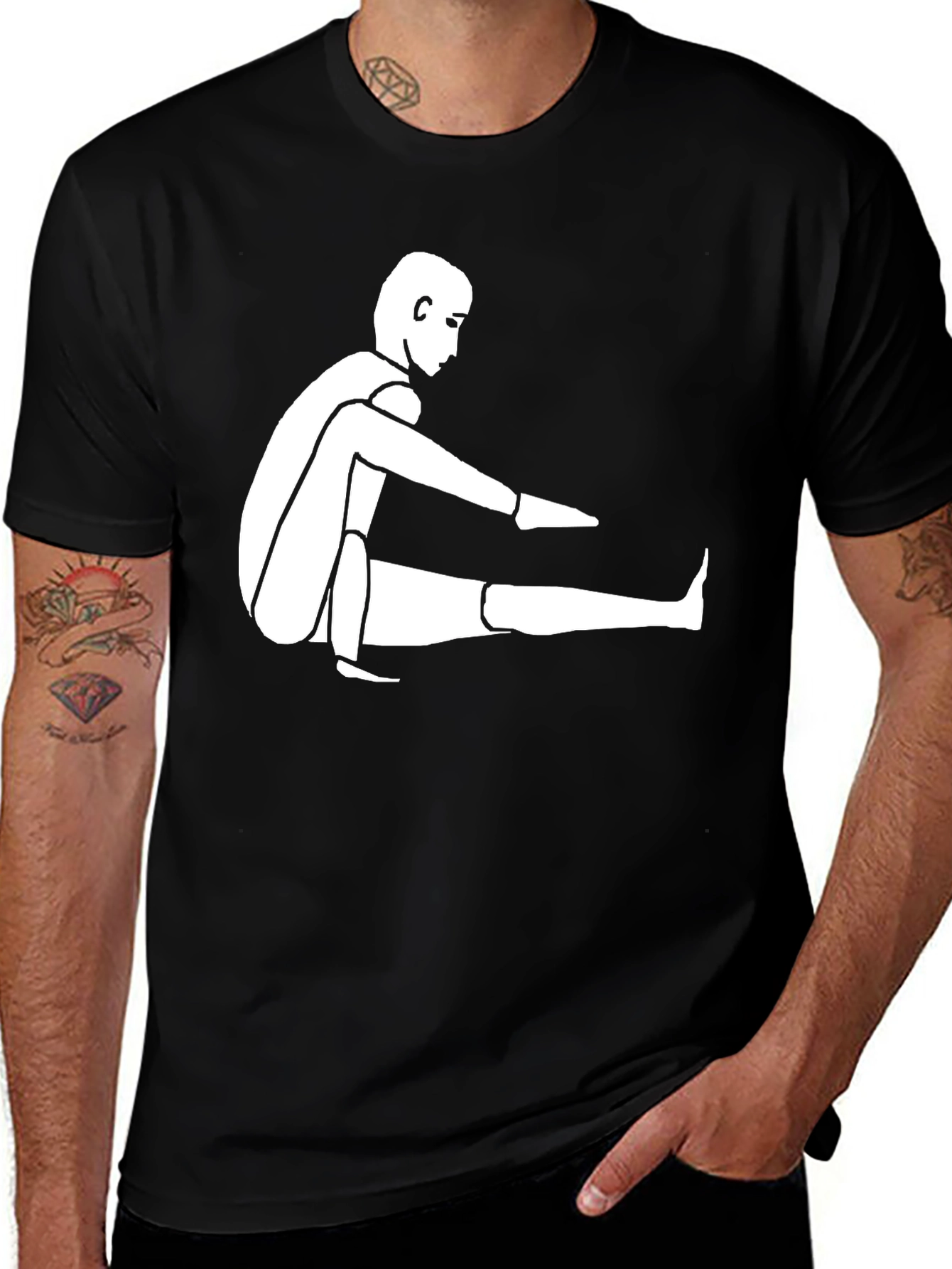 Variant 9 of Minimalist Yoga Pose Graphic Tee - Black Cotton Comfort